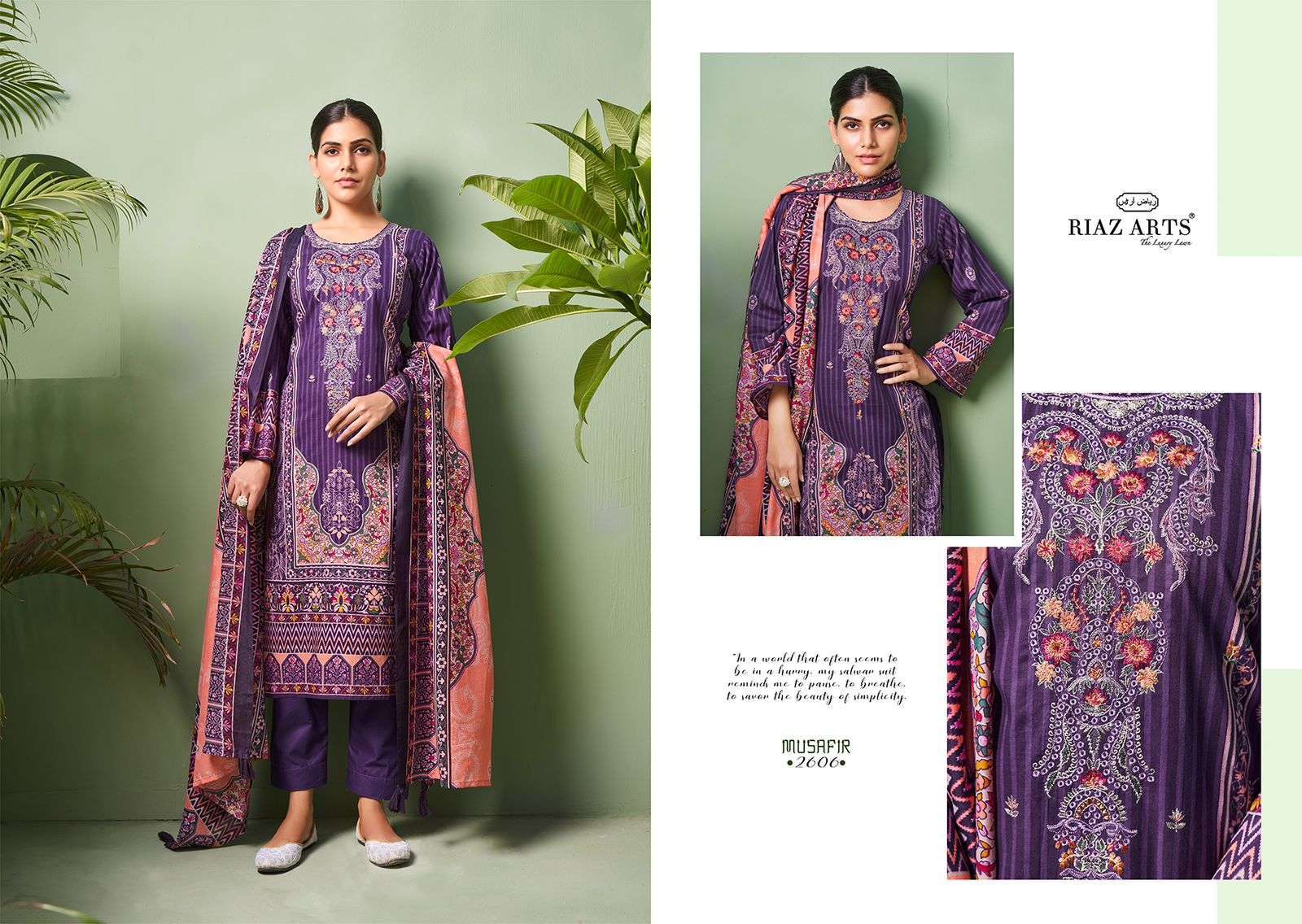 RIAZ ARTS MUSAFIR VOL 2 LAWN COTTON DIGITAL PRINT SUIT
