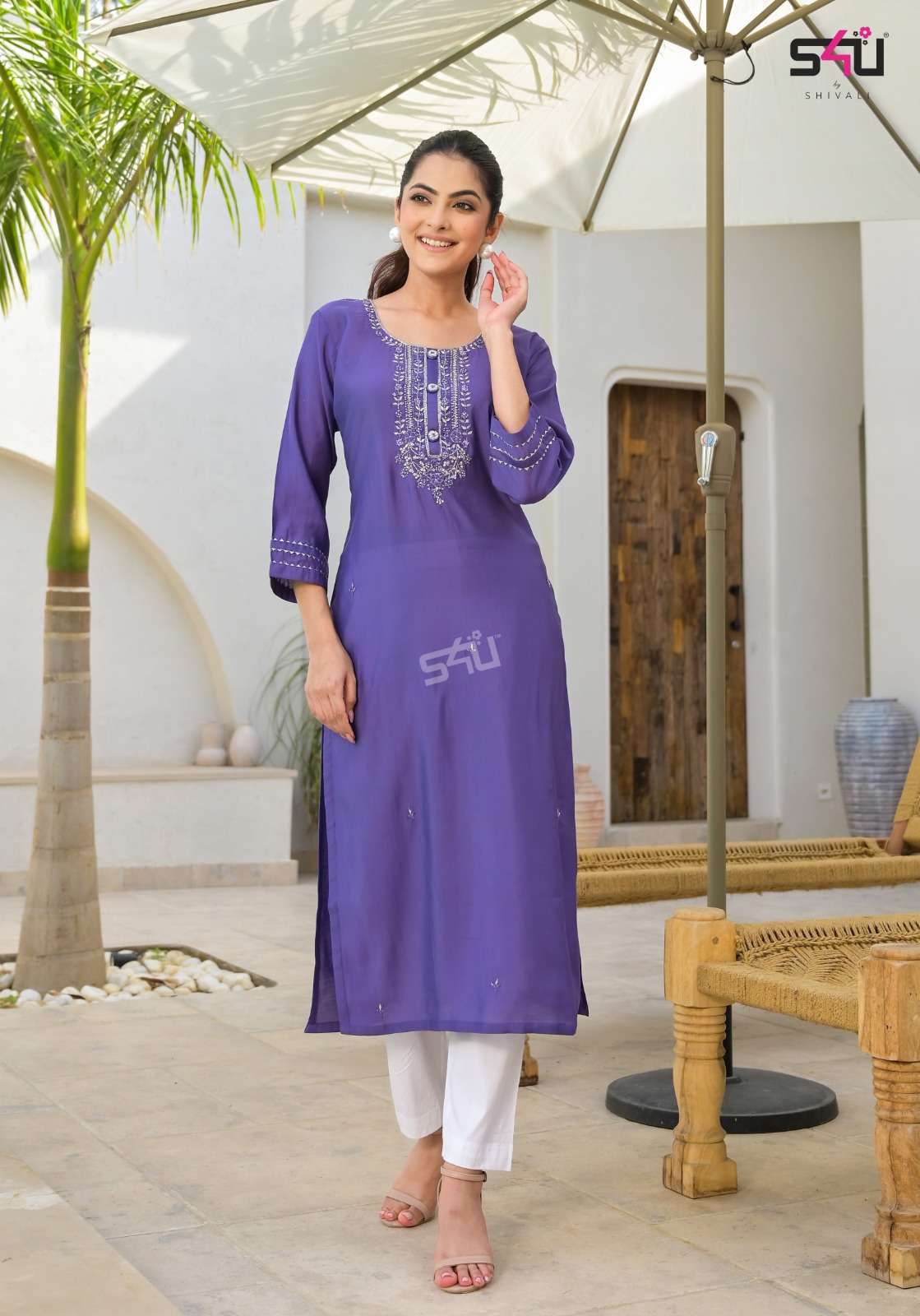 S4U SHIVALI GLAMOUR SILK FANCY EMBROIDERIES KURTI