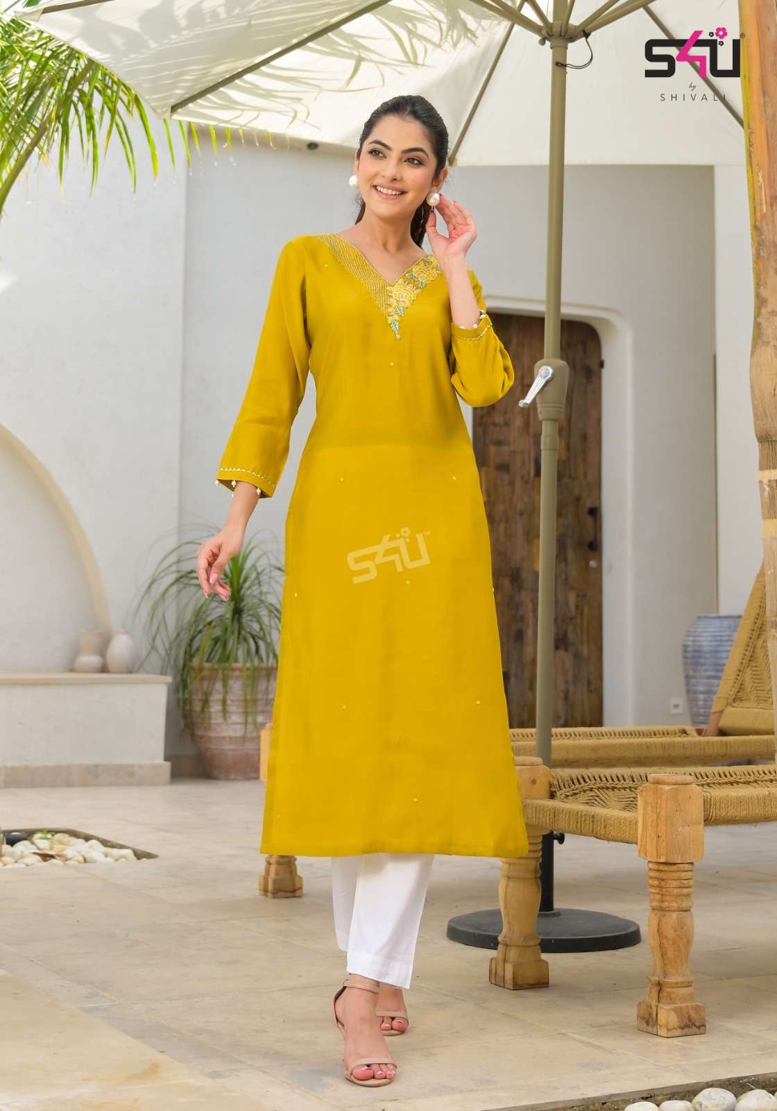 S4U SHIVALI GLAMOUR SILK FANCY EMBROIDERIES KURTI