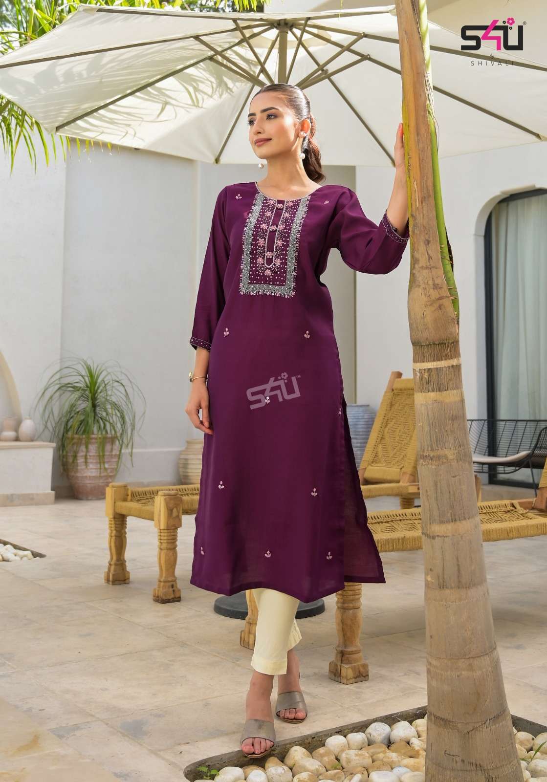 S4U SHIVALI GLAMOUR SILK FANCY EMBROIDERIES KURTI