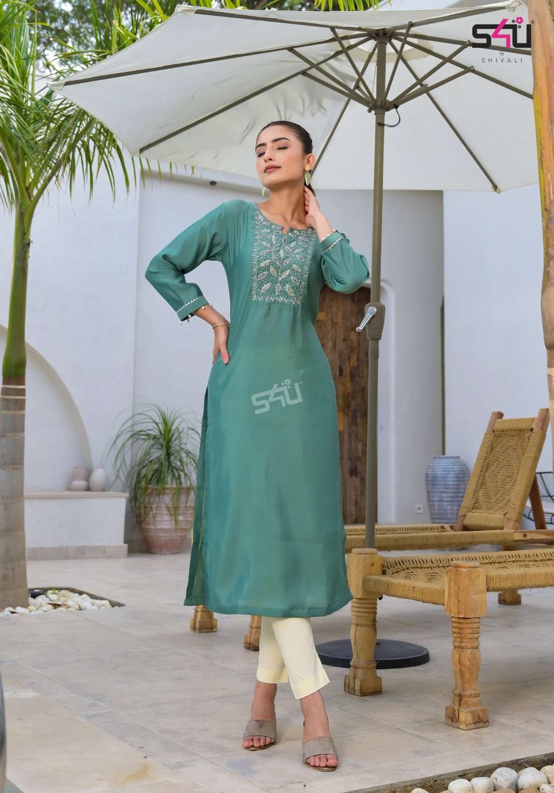 S4U SHIVALI GLAMOUR SILK FANCY EMBROIDERIES KURTI