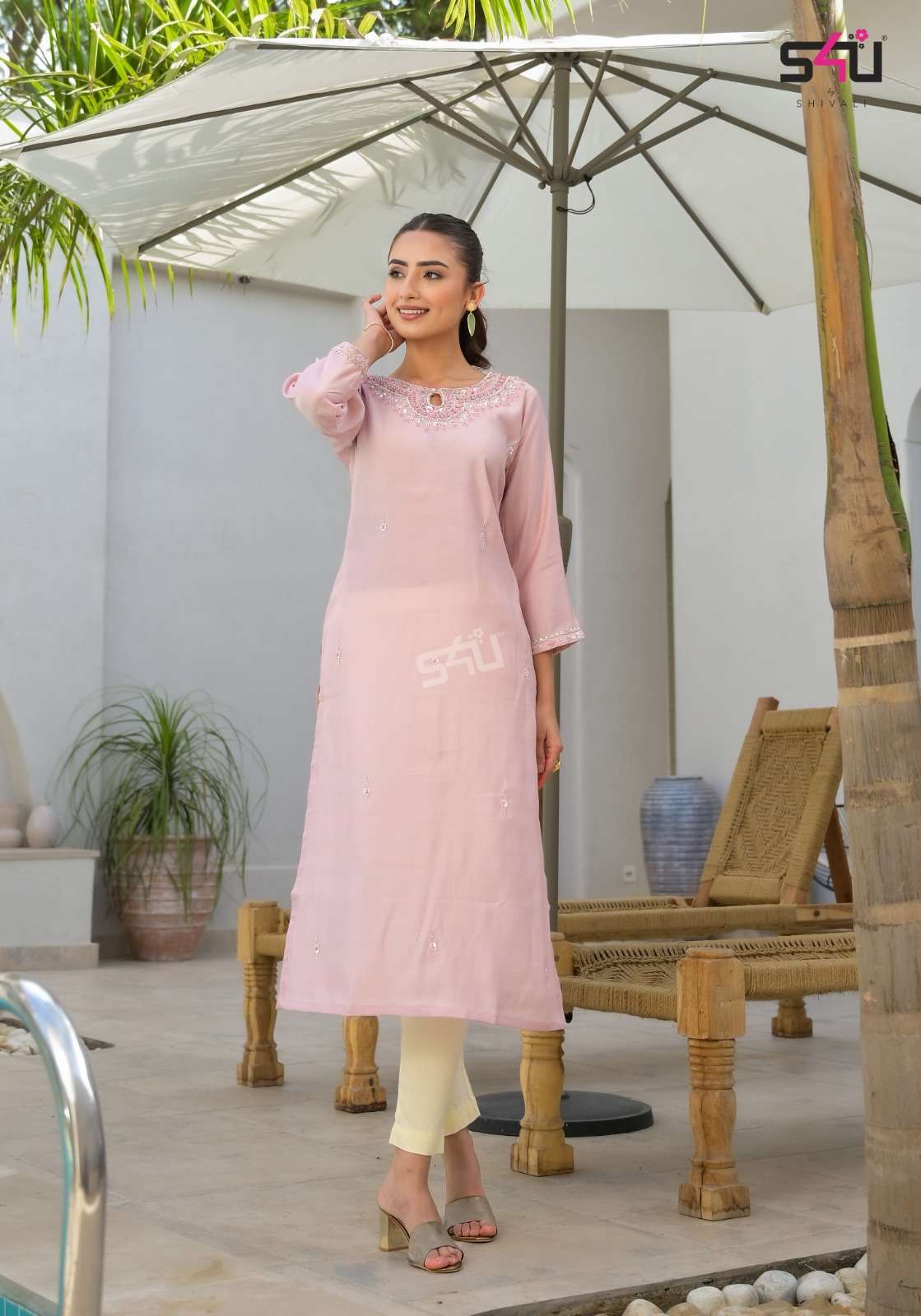 S4U SHIVALI GLAMOUR SILK FANCY EMBROIDERIES KURTI