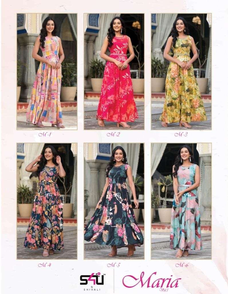 S4U SHIVALI MARIA VOL 5 RAYON FLORAL PRINTS FANCY KURTI