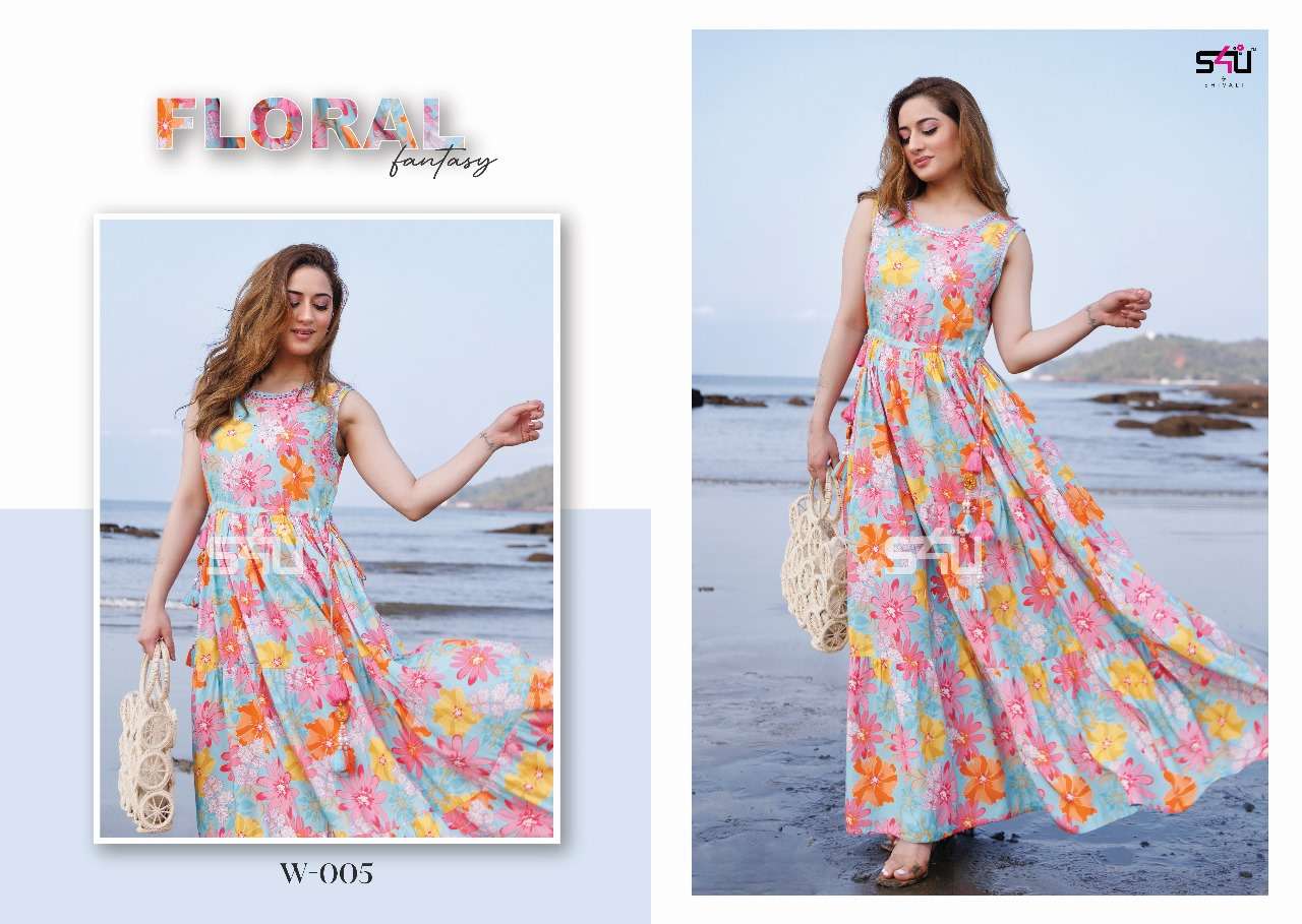 S4U SHIVALI WEEKEND PASSION RAYON FLORAL PRINTS FANCY GOWN