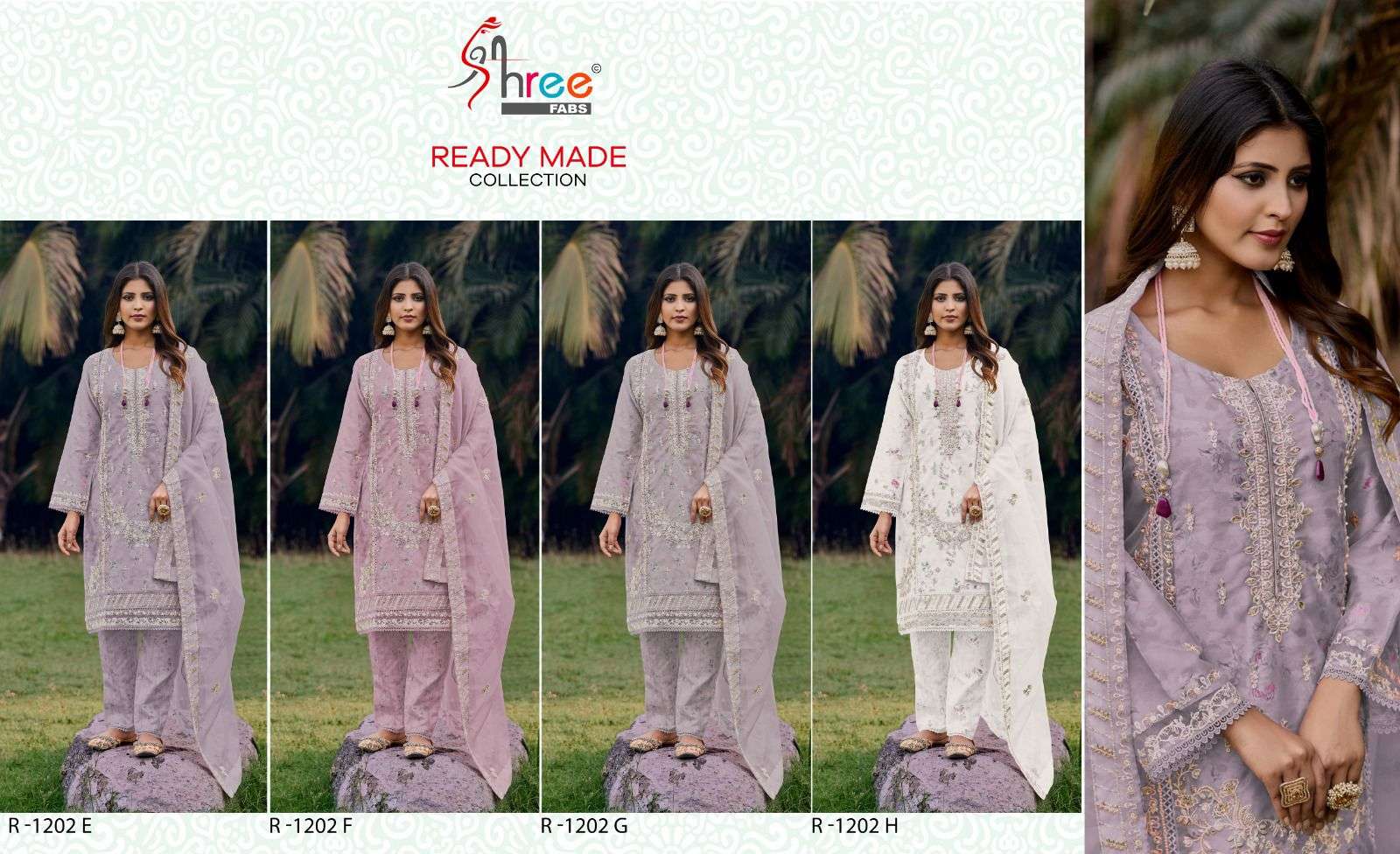 SHREE FABS R  1202 ORGANZA EMBROIDERY DESIGNER SUIT