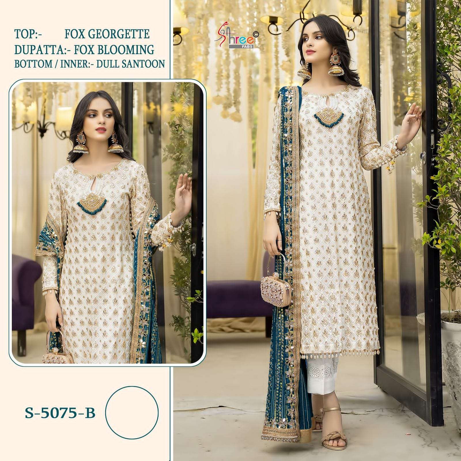 SHREE FABS S 5075 GEORGETTE EMBROIDERD SUIT