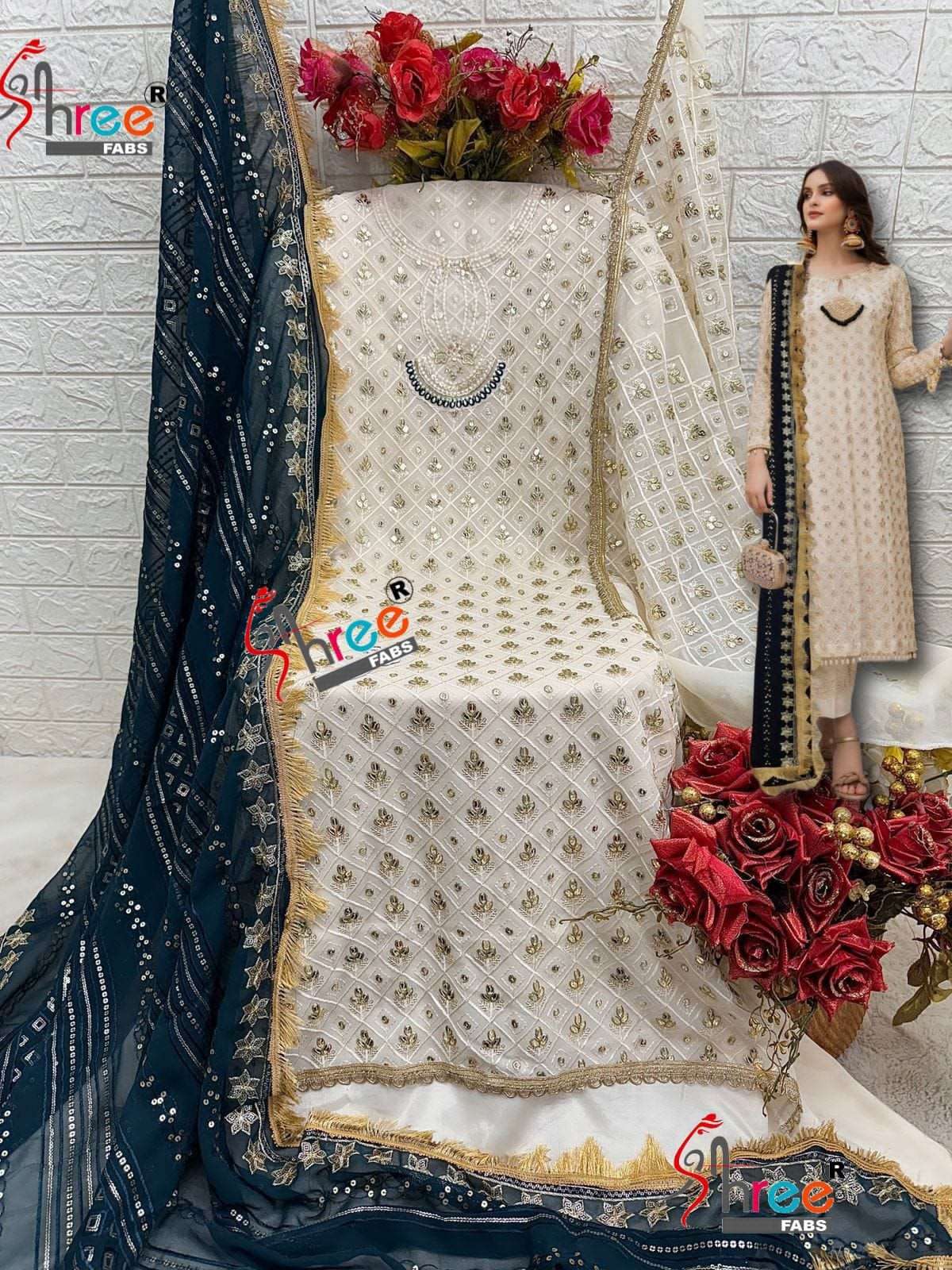 SHREE FABS S 5075 GEORGETTE EMBROIDERD SUIT