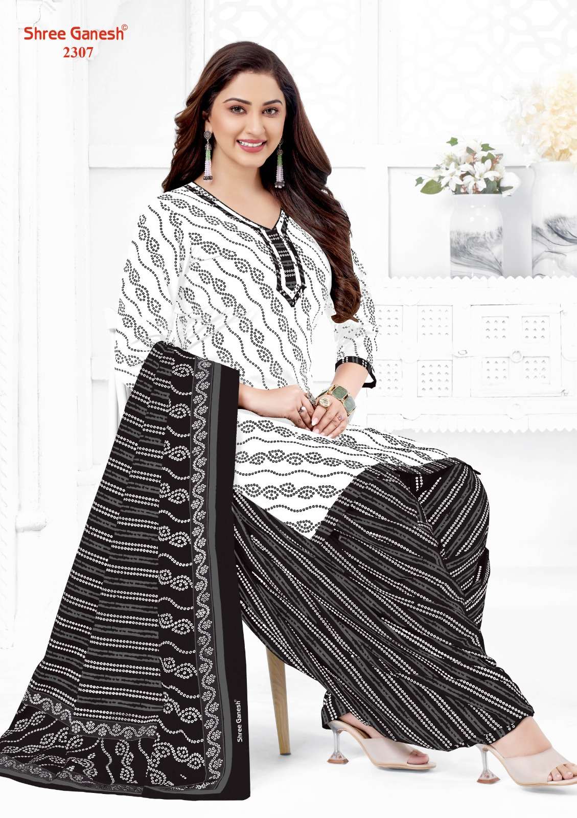 SHREE GANESH WHITE & BLACK VOL 3 COTTON PATIYALA DRESS