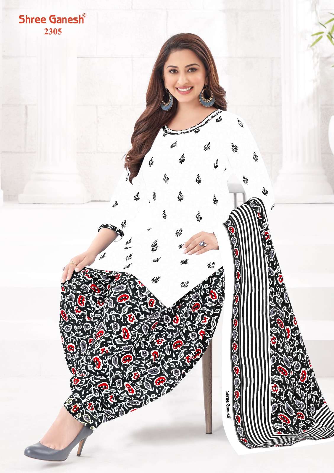 SHREE GANESH WHITE & BLACK VOL 3 COTTON PATIYALA DRESS