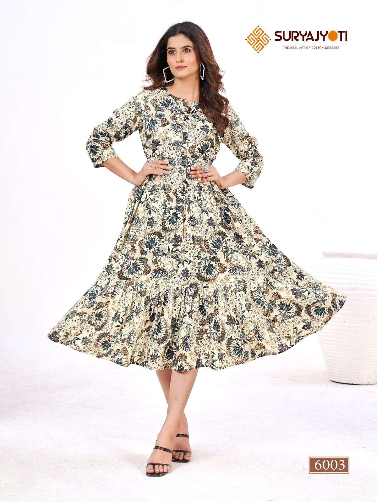 SURYAJYOTI BELT VOL 6 RAYON PRINT MIDI GOWN