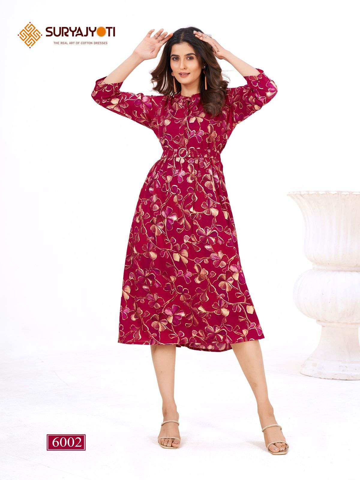 SURYAJYOTI BELT VOL 6 RAYON PRINT MIDI GOWN