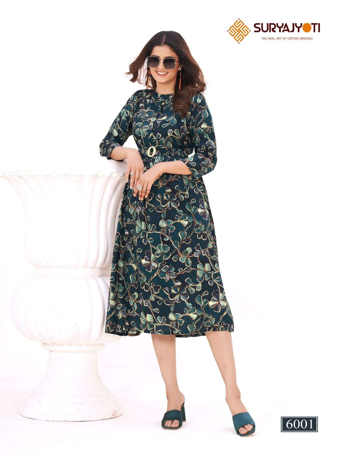 SURYAJYOTI BELT VOL 6 RAYON PRINT MIDI GOWN