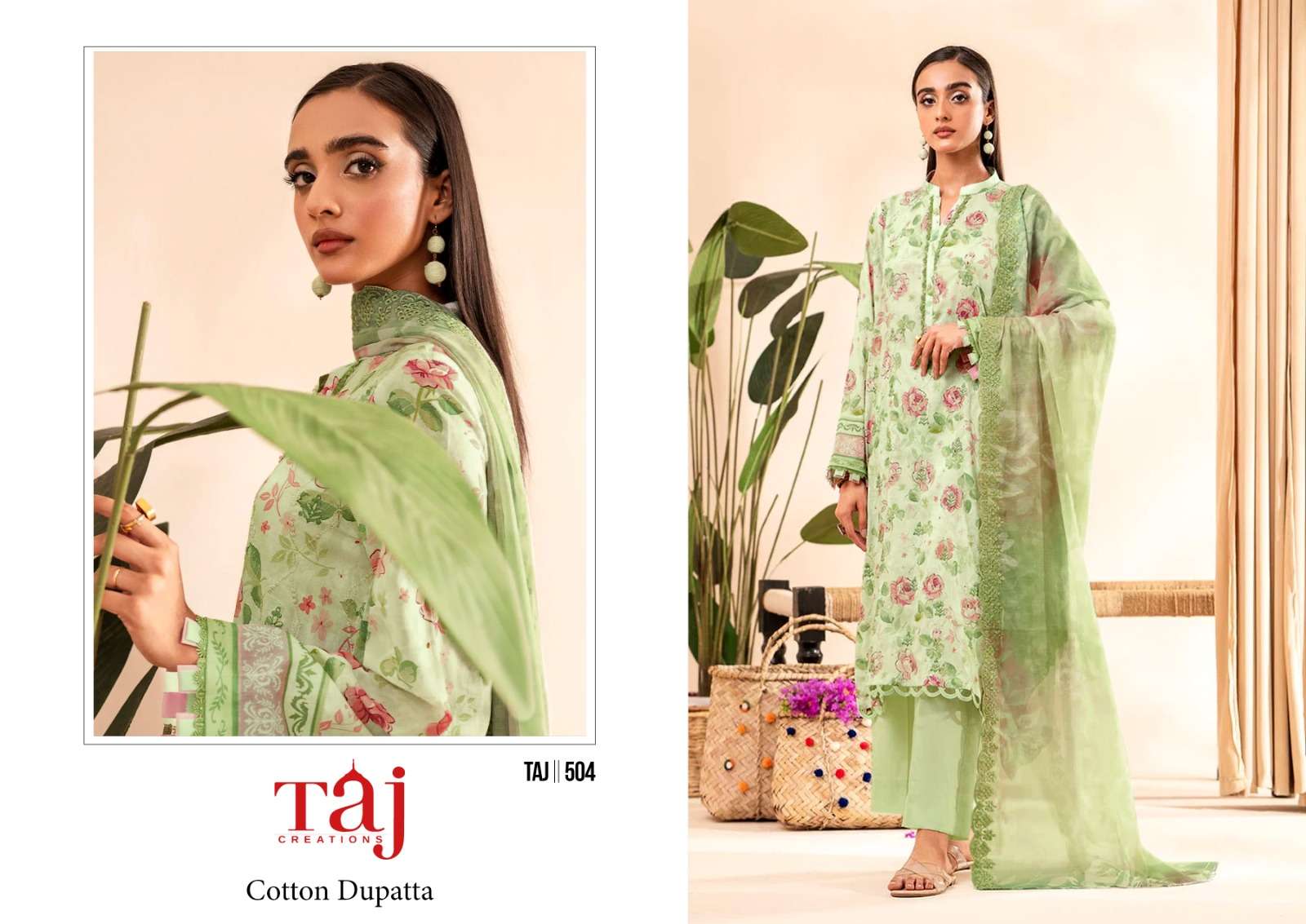 TAJ CREATIONS D NO 504 & 505 COTTON FANCY SALWAR KAMEEZ 