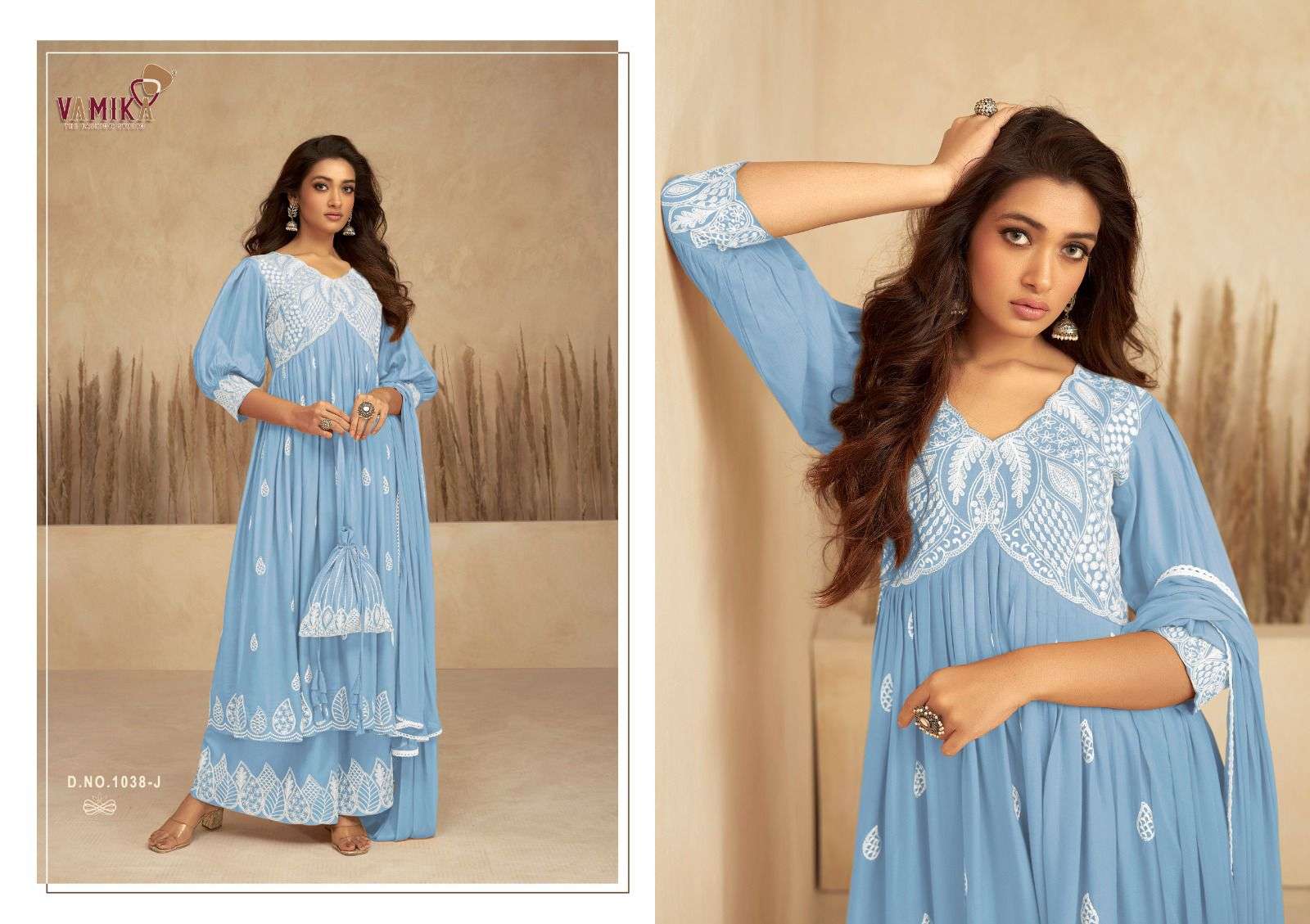 VAMIKA LAKHNAVI VOL 7 SILVER  FANCY DESIGNER PARTY WEAR SUIT