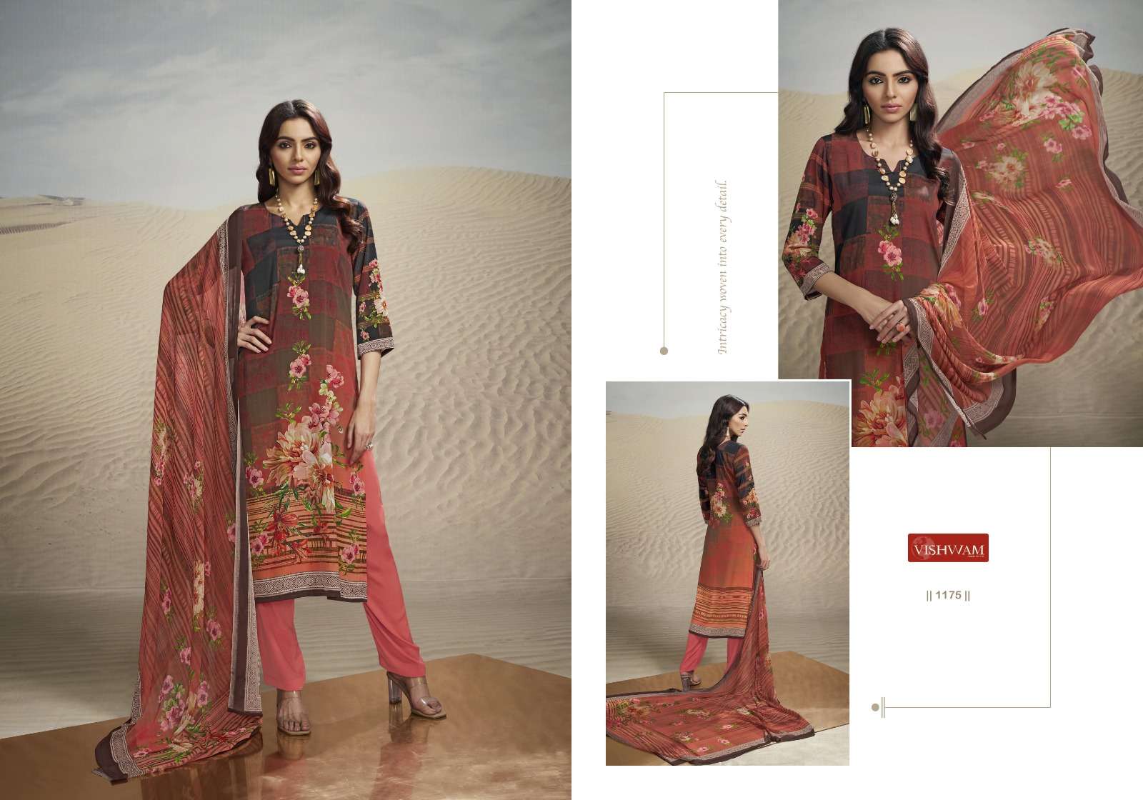VISHWAM FABRICS CAFE LATTE VOL 18 CREPE DIGITAL PRINT SUIT