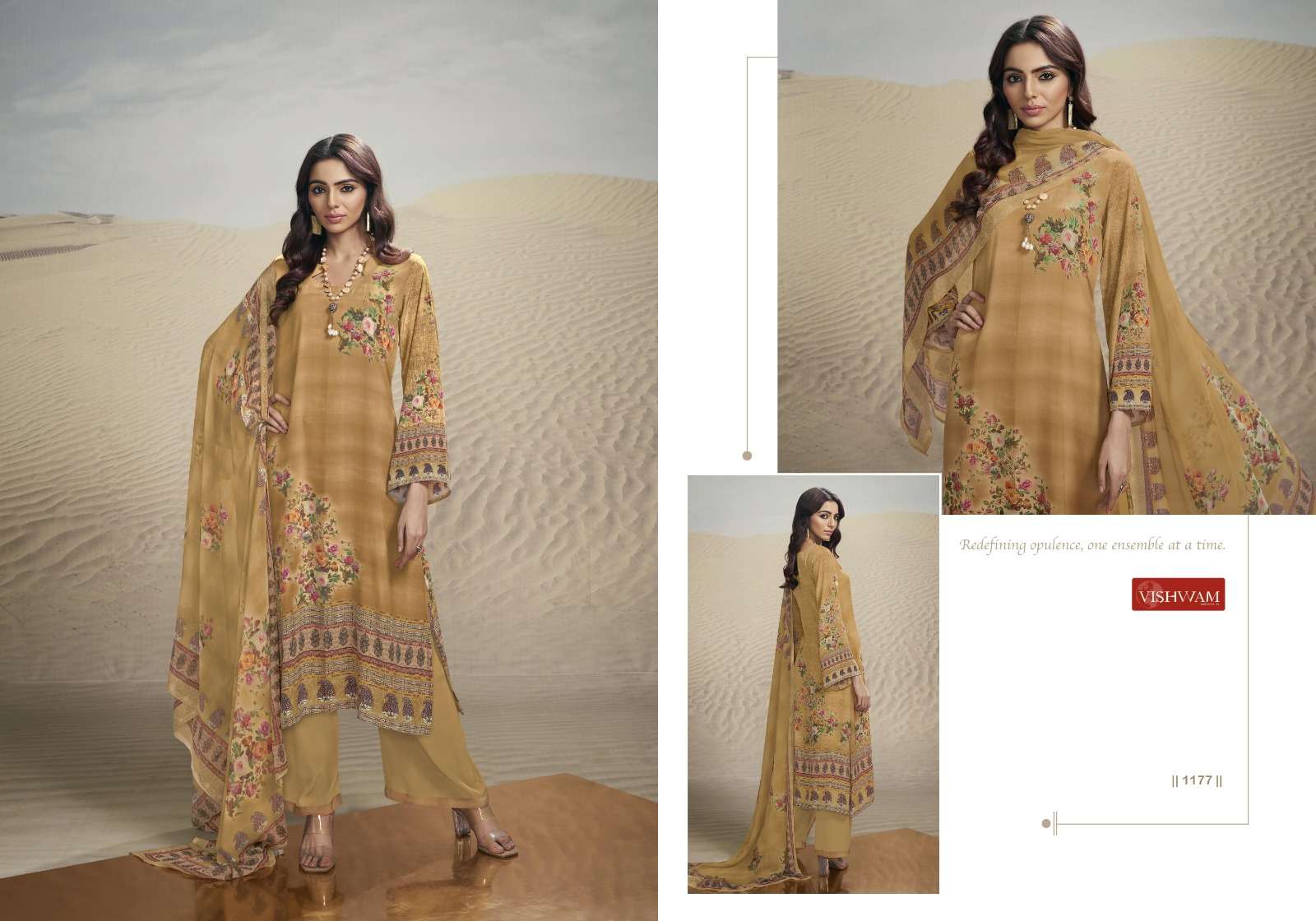 VISHWAM FABRICS CAFE LATTE VOL 18 CREPE DIGITAL PRINT SUIT