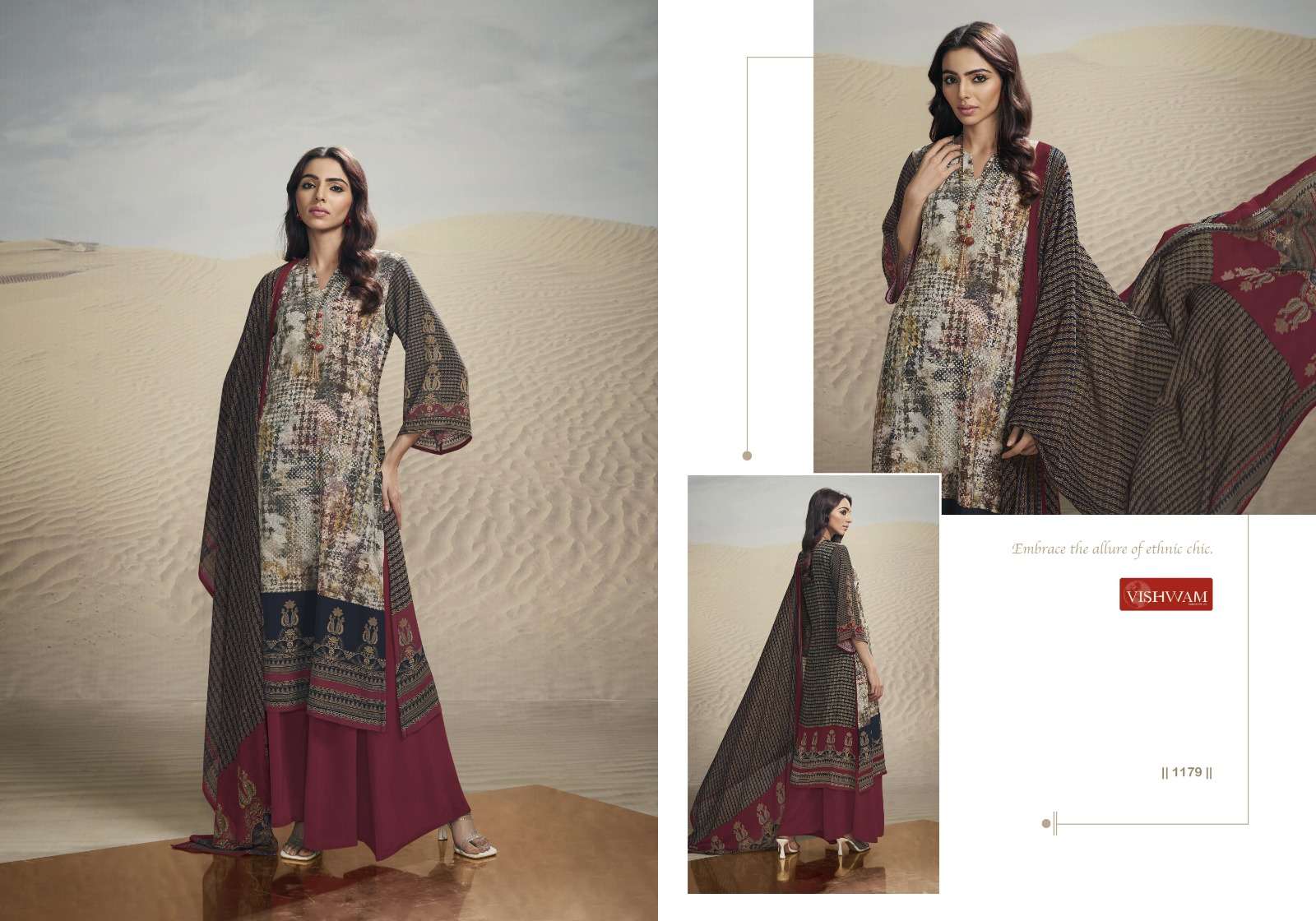 VISHWAM FABRICS CAFE LATTE VOL 18 CREPE DIGITAL PRINT SUIT