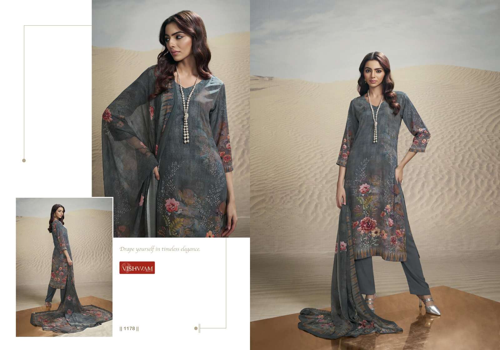 VISHWAM FABRICS CAFE LATTE VOL 18 CREPE DIGITAL PRINT SUIT