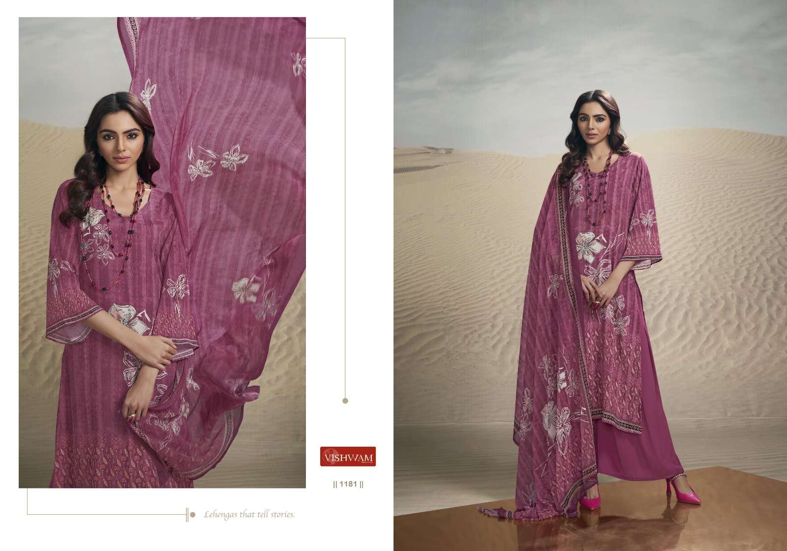 VISHWAM FABRICS CAFE LATTE VOL 18 CREPE DIGITAL PRINT SUIT