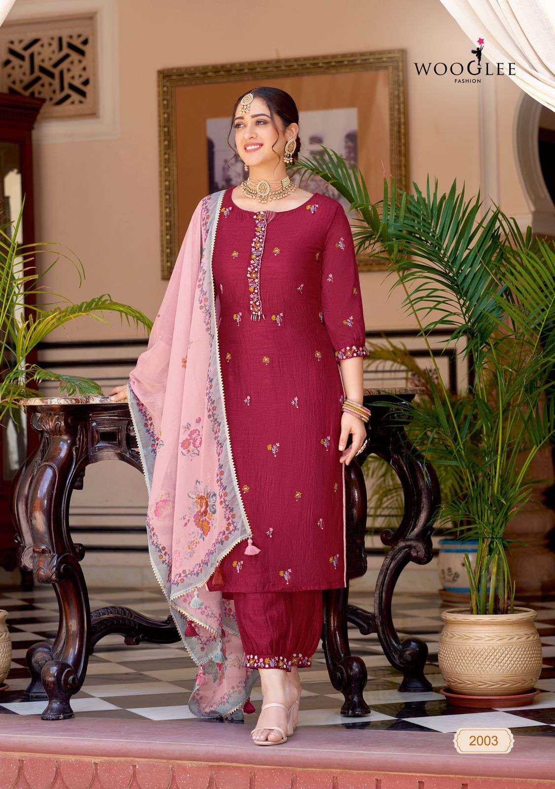 WOOGLEE NAVYAA SILK DESIGNER KURTI COMBO SET 
