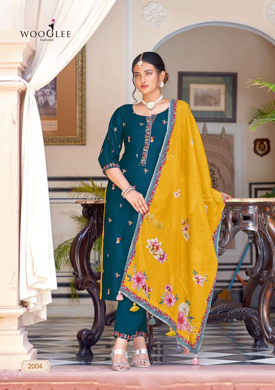 WOOGLEE NAVYAA SILK DESIGNER KURTI COMBO SET 