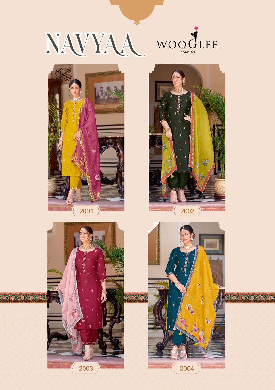 WOOGLEE NAVYAA SILK DESIGNER KURTI COMBO SET 
