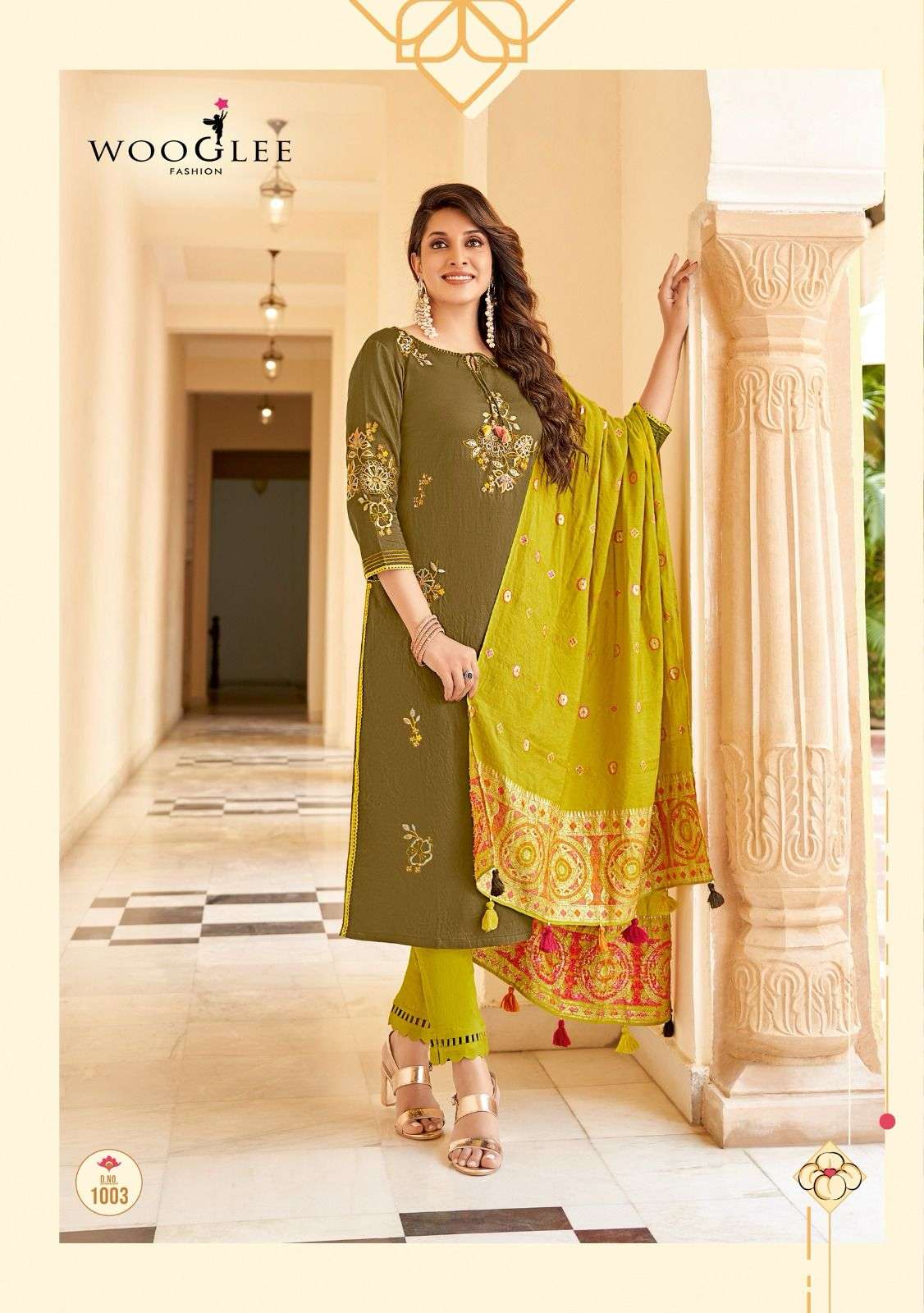 WOOGLEE RAKSHA VISCOSE FANCY LADIES KURTI COMBO SET 