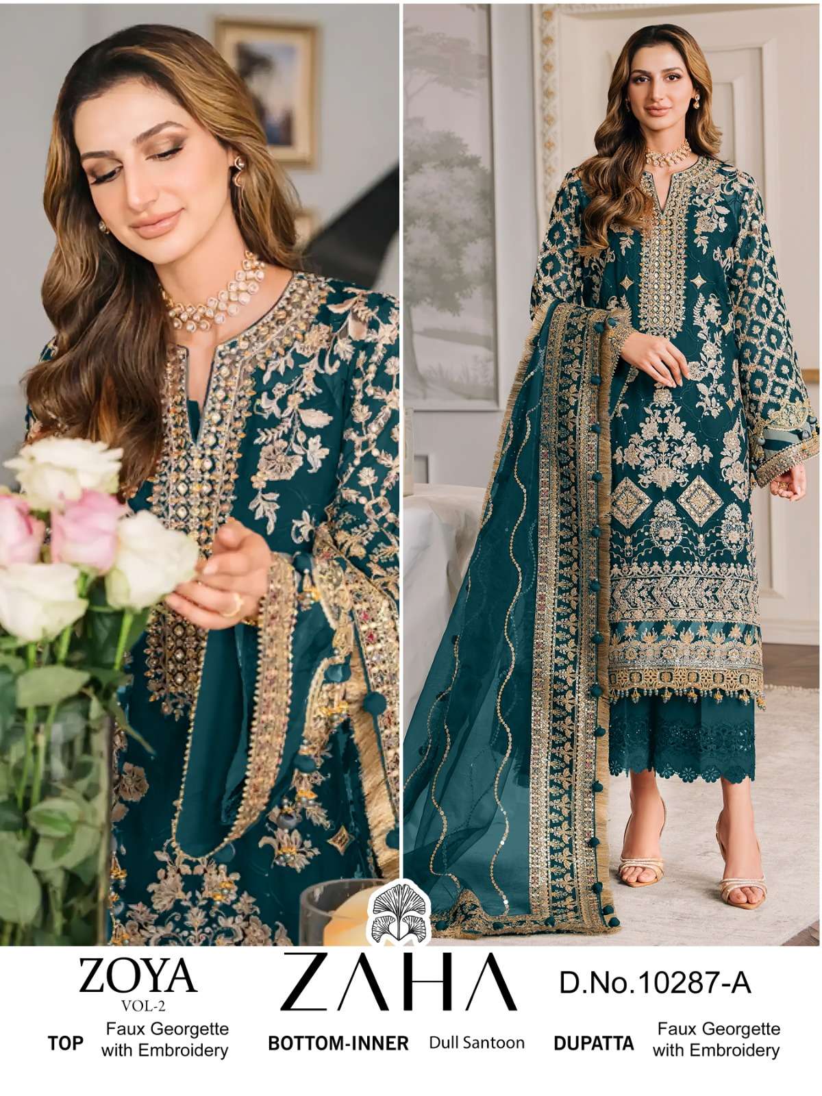 ZAHA ZOYA VOL 2 GEORGETTE HEAVY EMBROIDERED SUIT