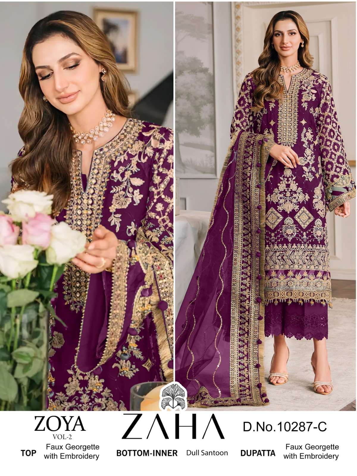 ZAHA ZOYA VOL 2 GEORGETTE HEAVY EMBROIDERED SUIT