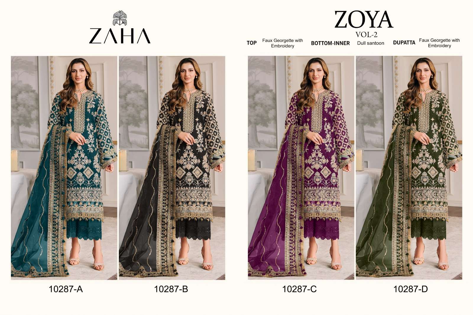 ZAHA ZOYA VOL 2 GEORGETTE HEAVY EMBROIDERED SUIT