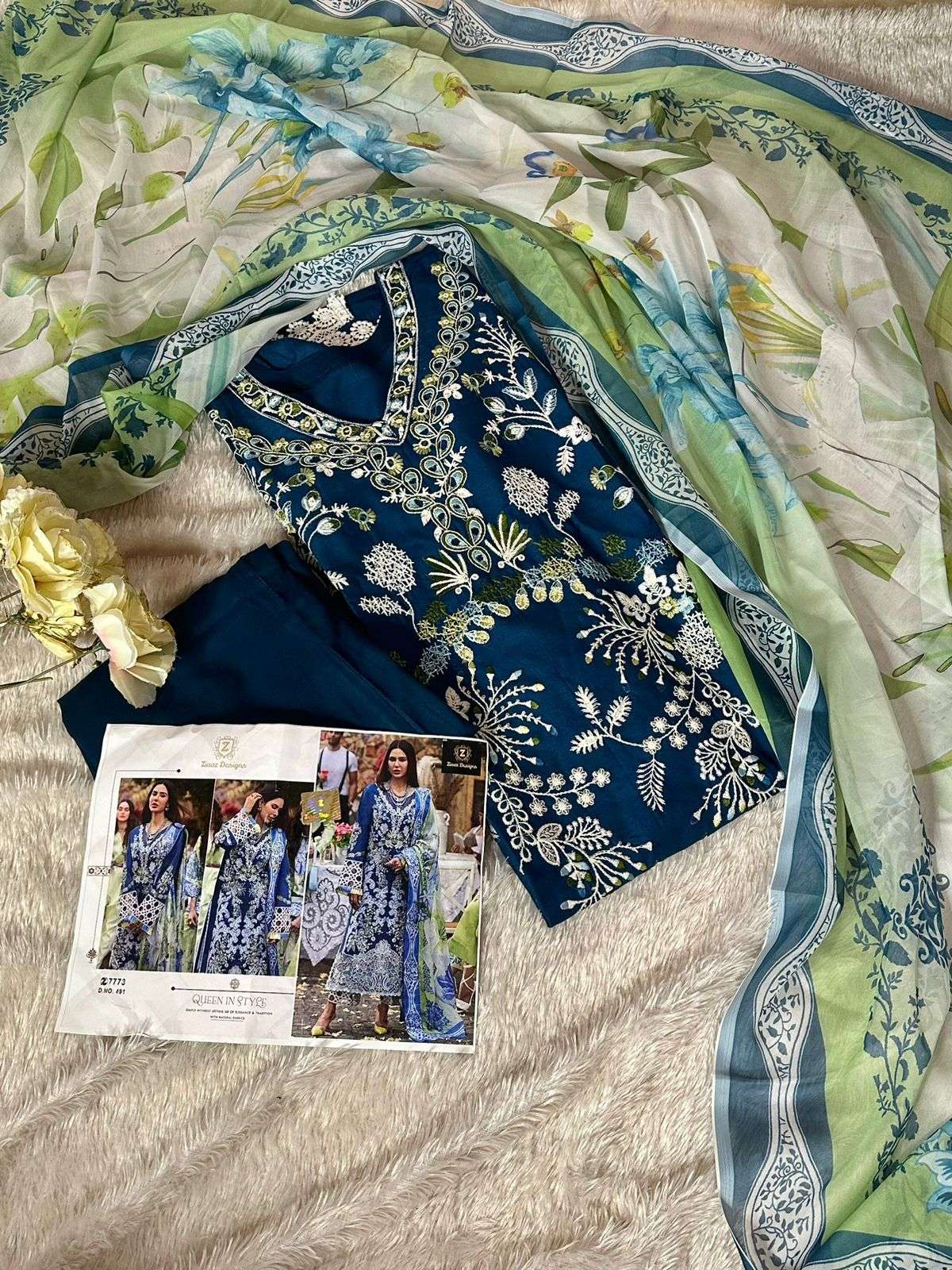 ZIAAZ DESIGNS CODE 491 COTTON EMBROIDERED PAKISTANI SUIT