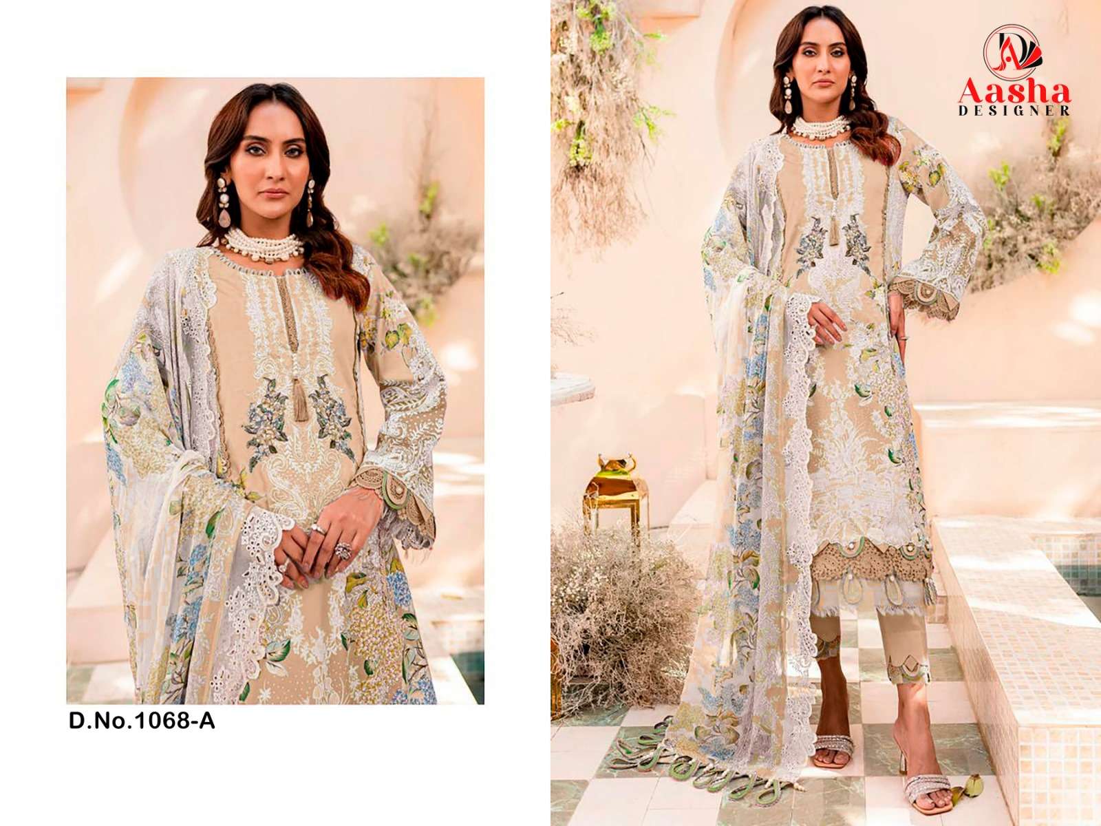 AASHA DESIGNER NEEDLE WONDER LAWN COLLECTION VOL 7 COTTON SUIT