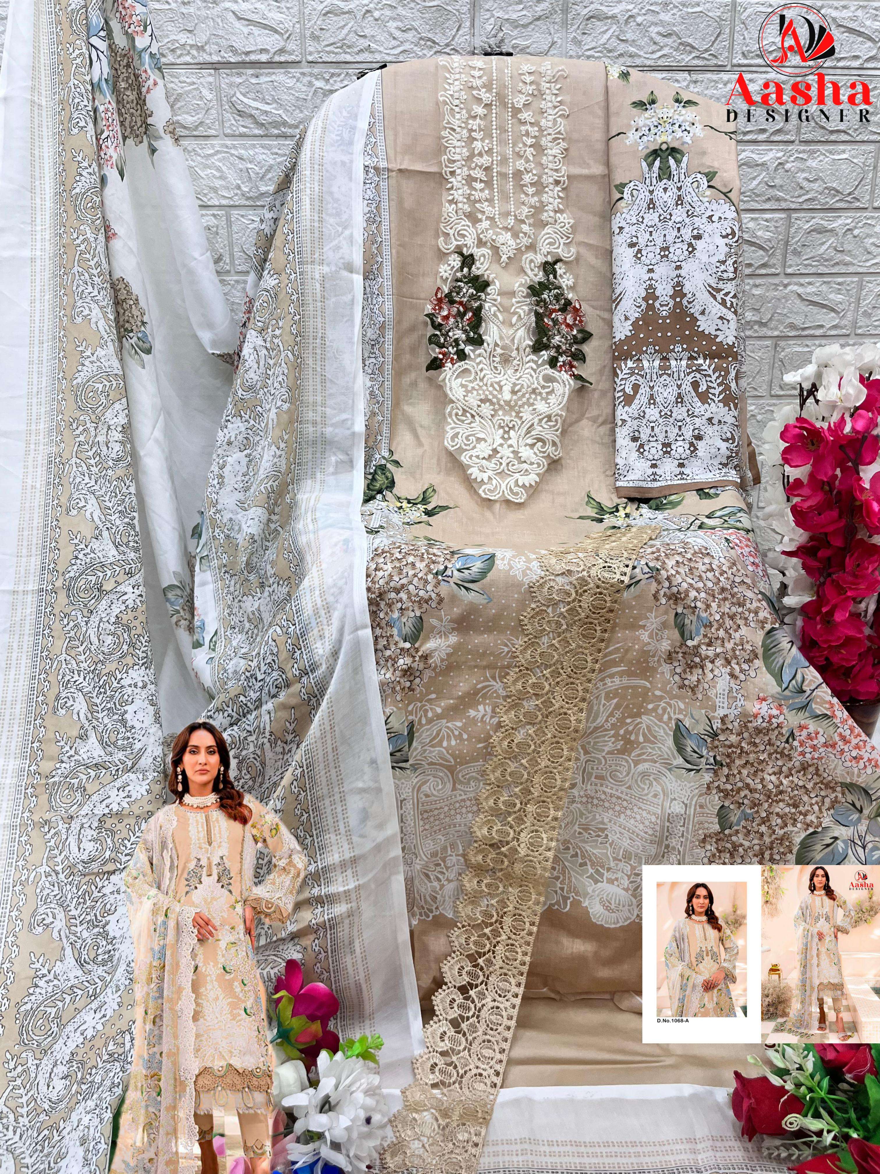 AASHA DESIGNER NEEDLE WONDER LAWN COLLECTION VOL 7 COTTON SUIT