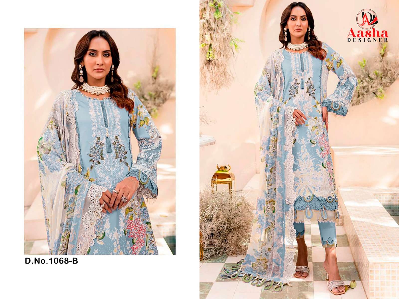 AASHA DESIGNER NEEDLE WONDER LAWN COLLECTION VOL 7 COTTON SUIT