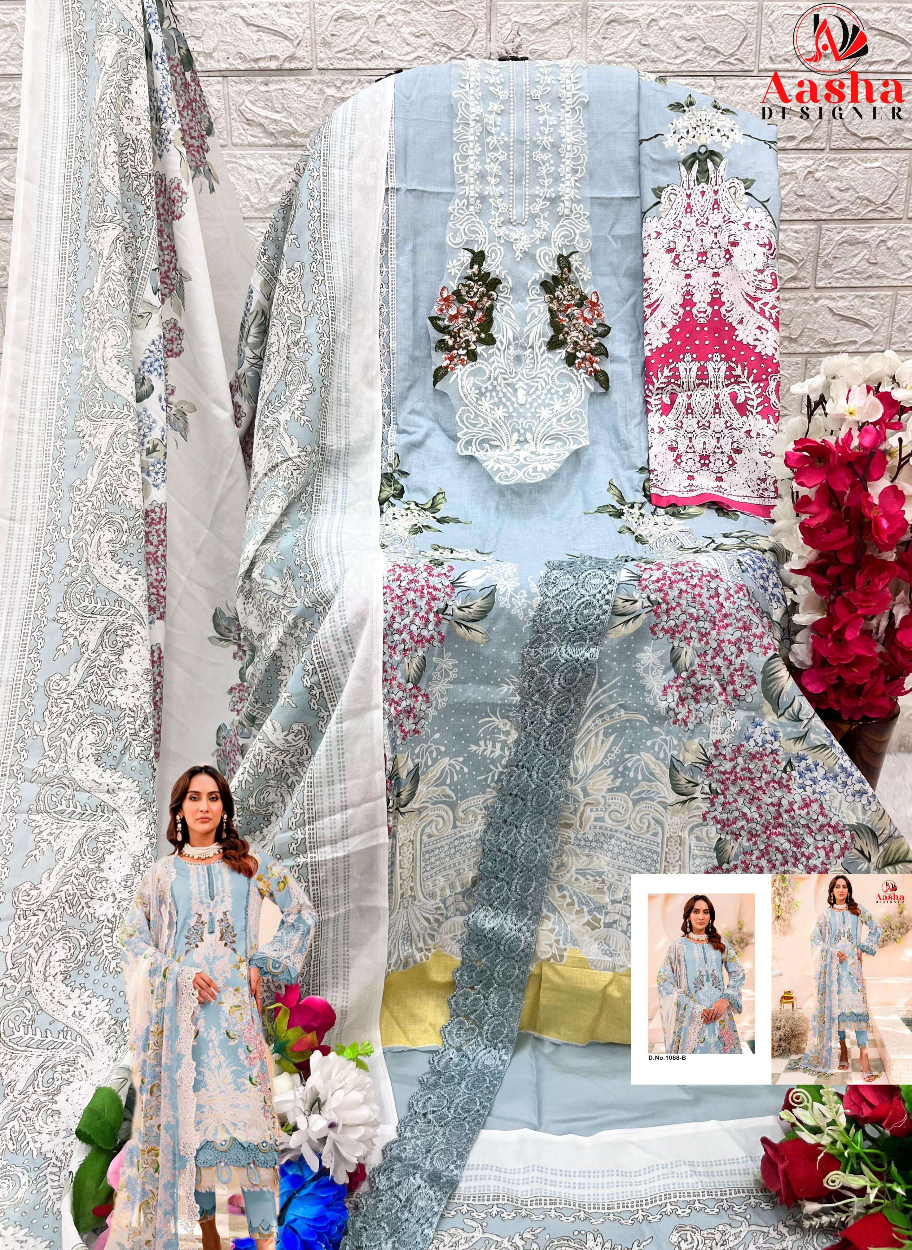 AASHA DESIGNER NEEDLE WONDER LAWN COLLECTION VOL 7 COTTON SUIT
