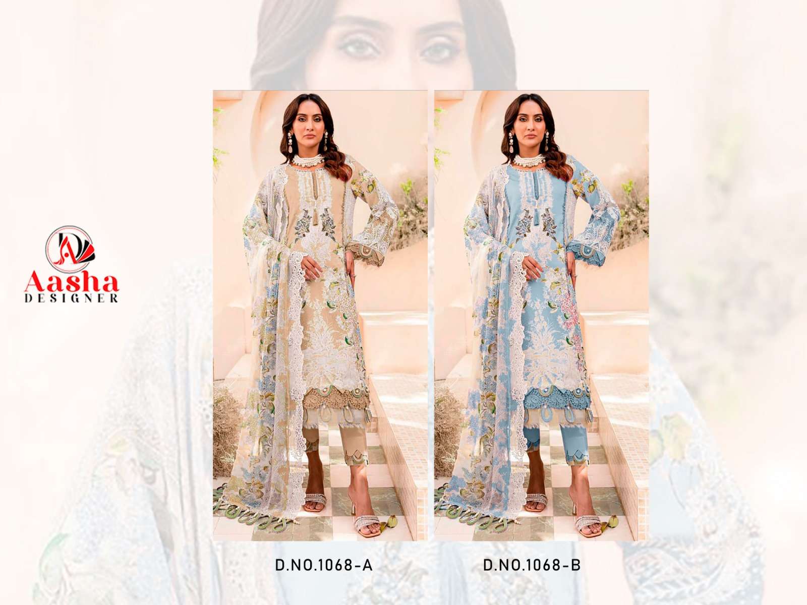 AASHA DESIGNER NEEDLE WONDER LAWN COLLECTION VOL 7 COTTON SUIT