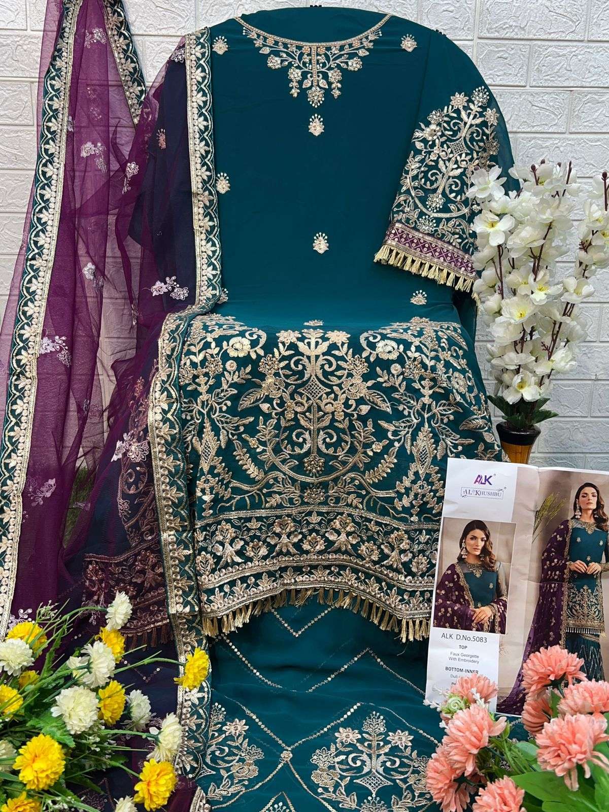 AL KHUSHBU D NO 5083 GEORGETTE DESIGNER SHARARA SUIT