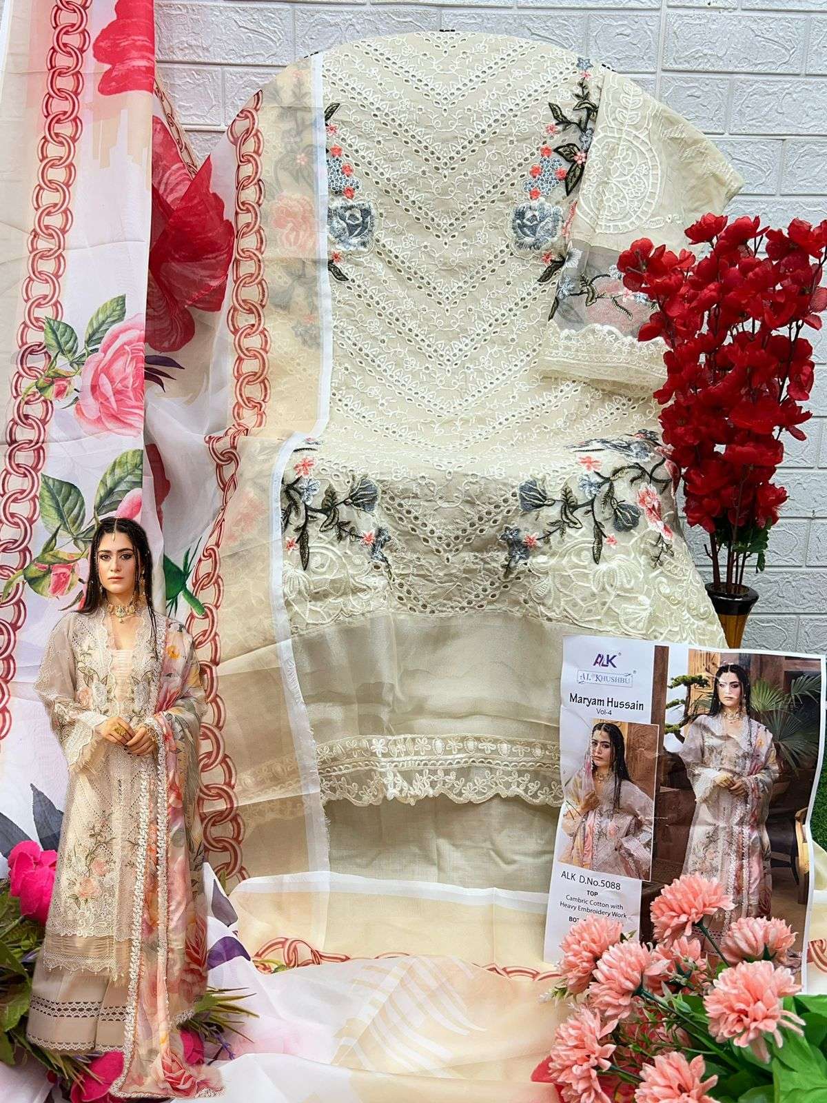 AL KHUSHBU MARYAM HUSSAIN VOL 4 COTTON HEAVY EMBROIDERY SUIT