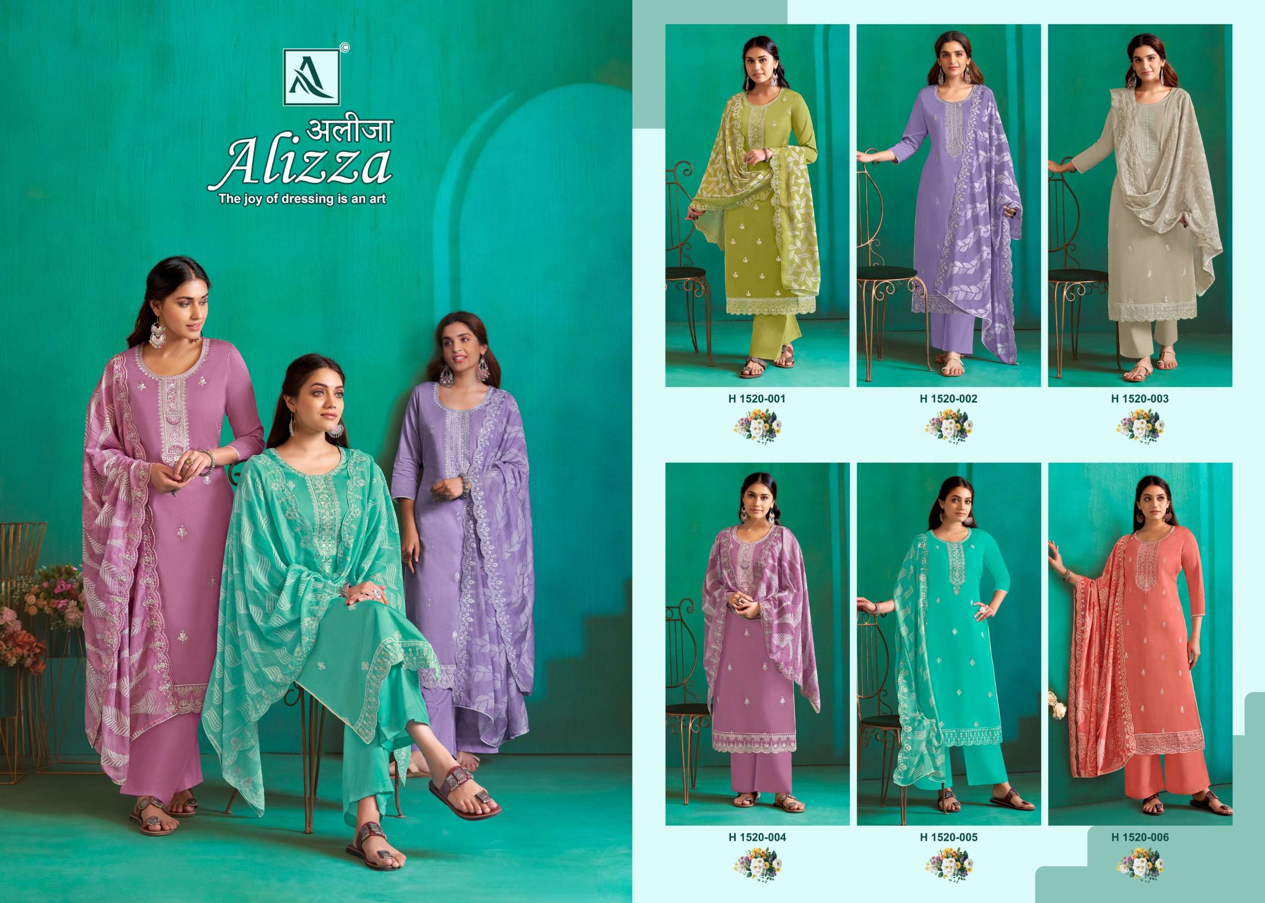 ALOK SUITS ALIZZA JAM COTTON FANCY WORK SUIT