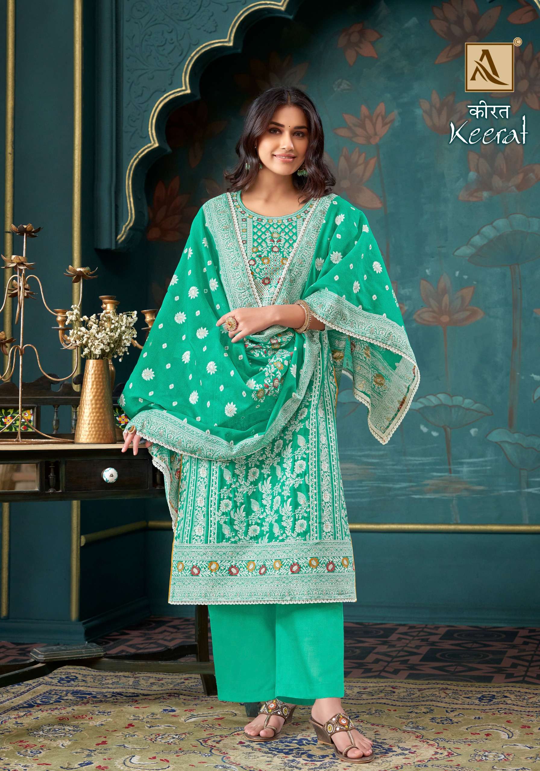 ALOK SUITS KEERAT JACQUARD FANCY HAND WORK SUIT