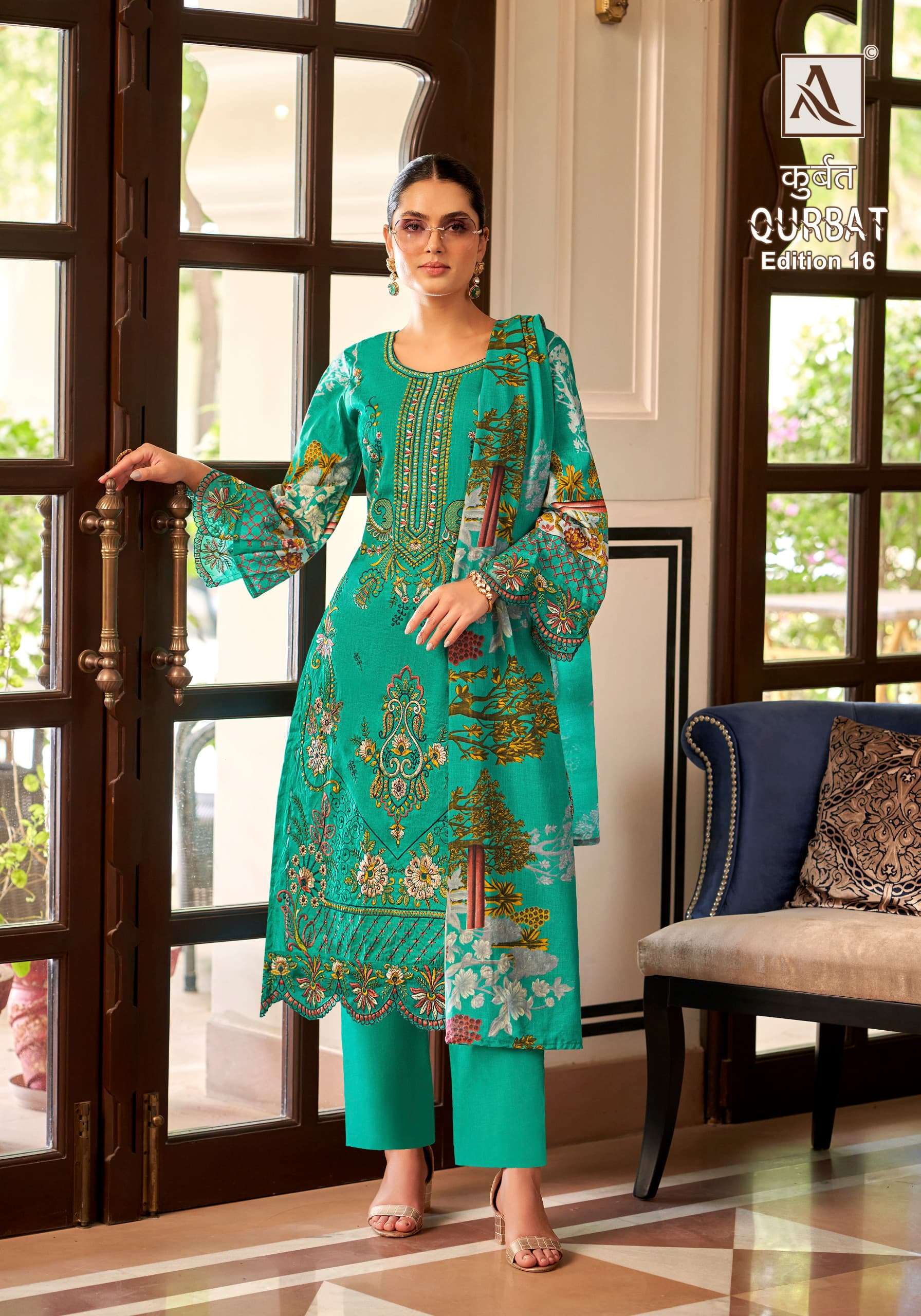 ALOK SUITS QURBAT VOL 16 COTTON EMBROIDERY WORK SUIT