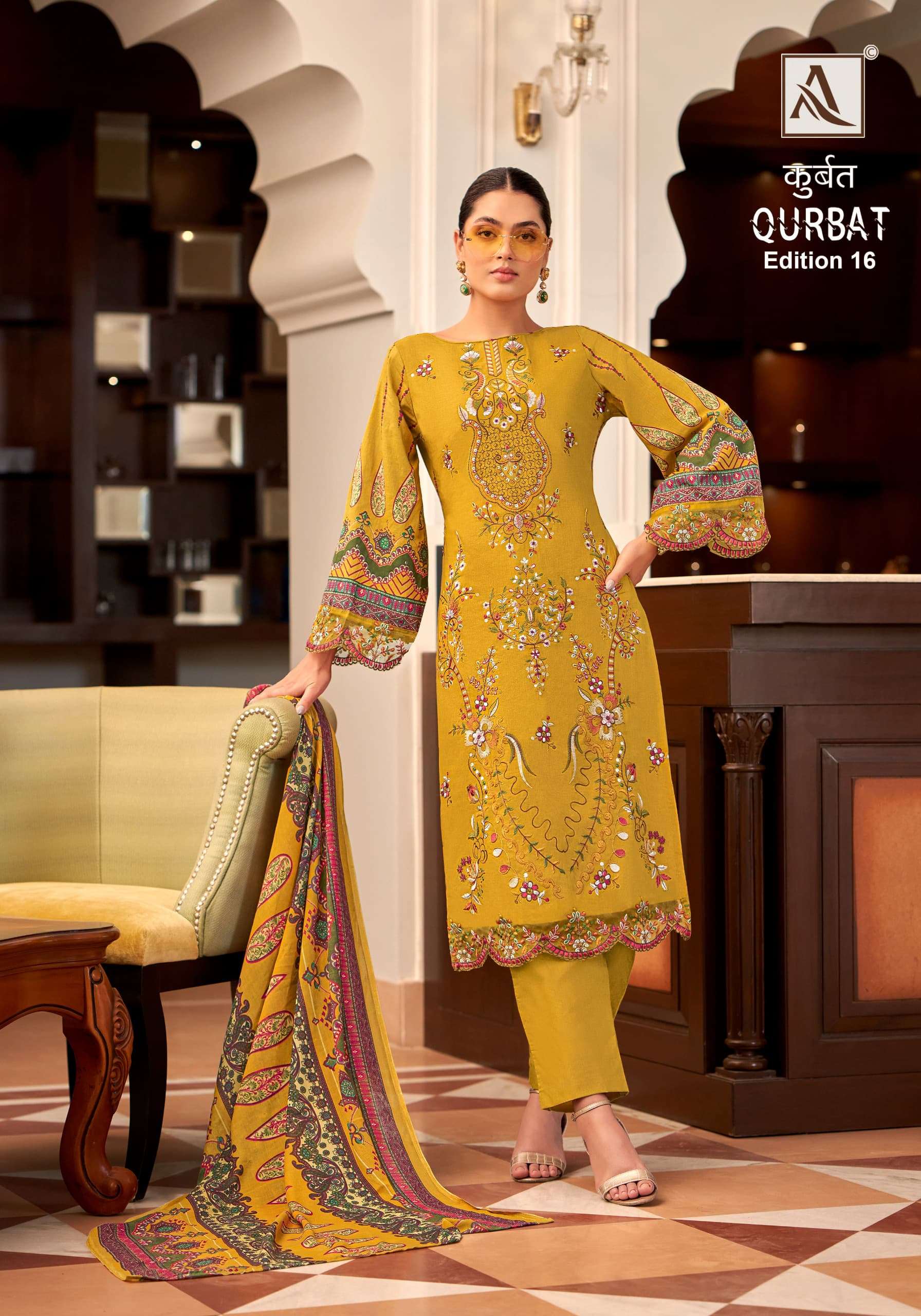 ALOK SUITS QURBAT VOL 16 COTTON EMBROIDERY WORK SUIT