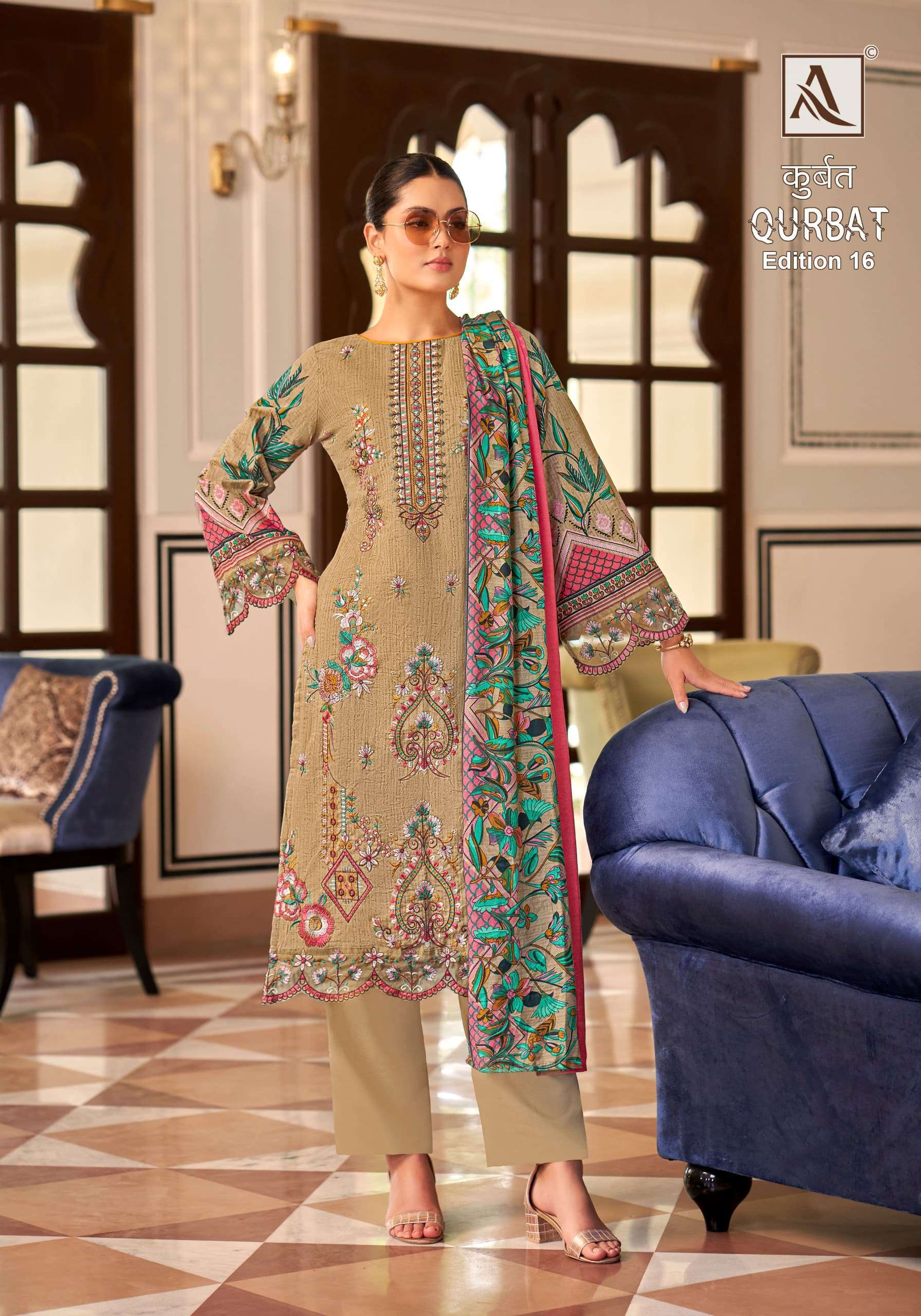 ALOK SUITS QURBAT VOL 16 COTTON EMBROIDERY WORK SUIT
