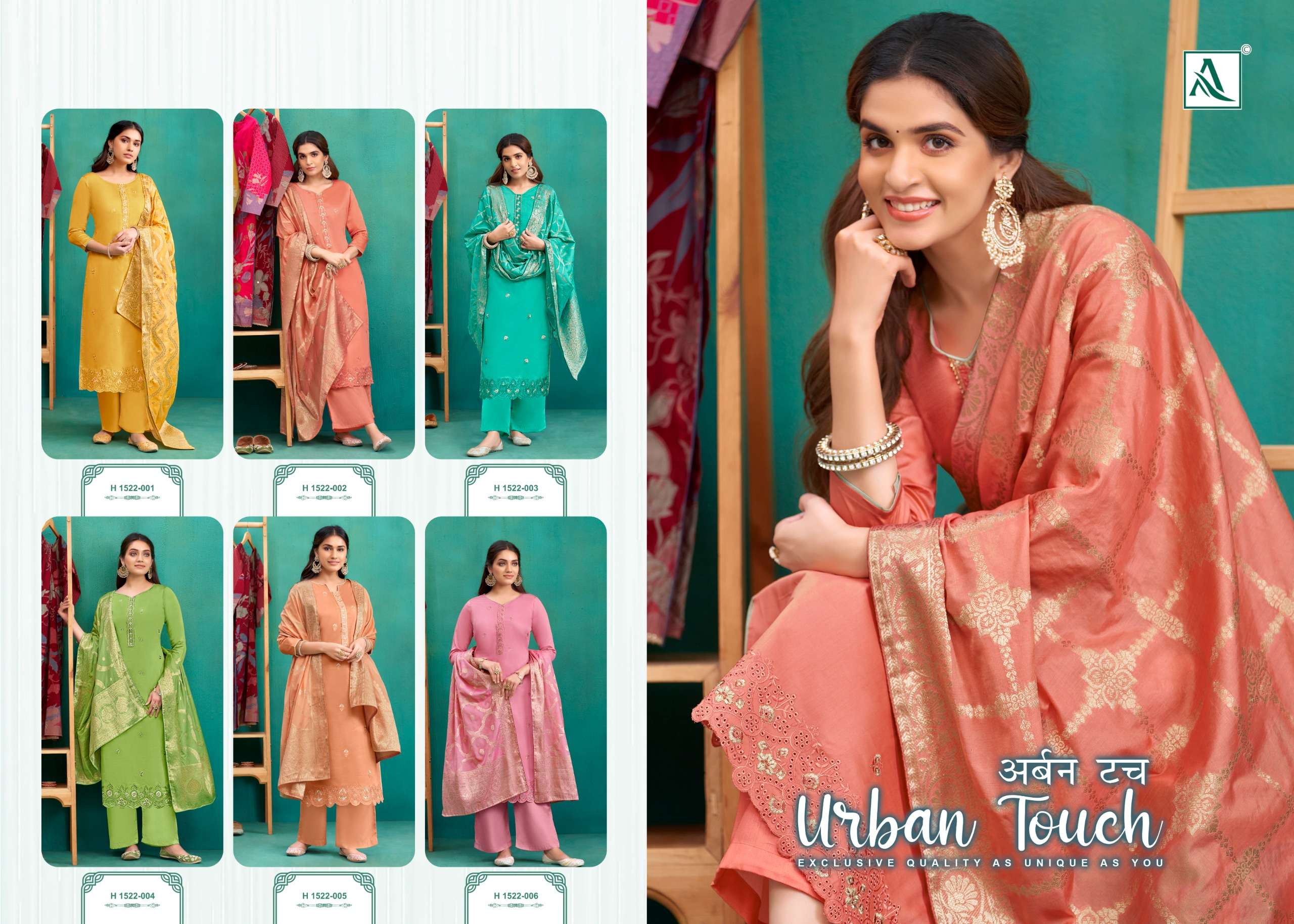 ALOK SUITS URBAN TOUCH JAM COTTON FANCY SWAROVSKI WORK SUIT