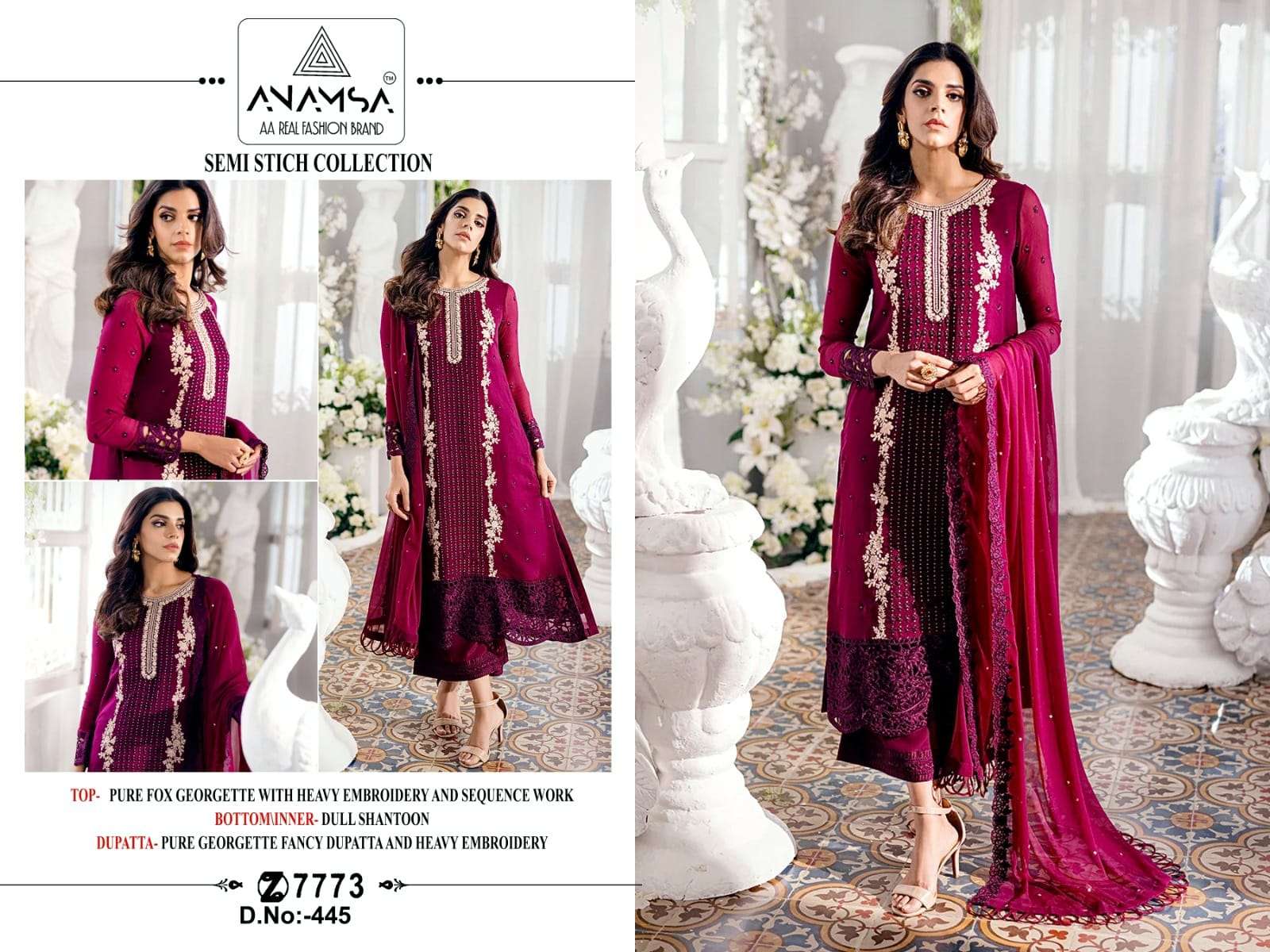 ANAMSA D NO 445 GEORGETTE DESIGNER SUIT