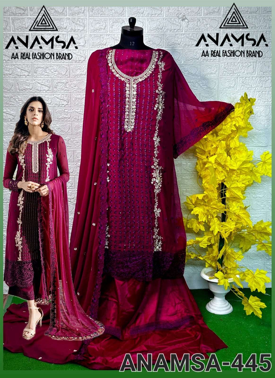 ANAMSA D NO 445 GEORGETTE DESIGNER SUIT
