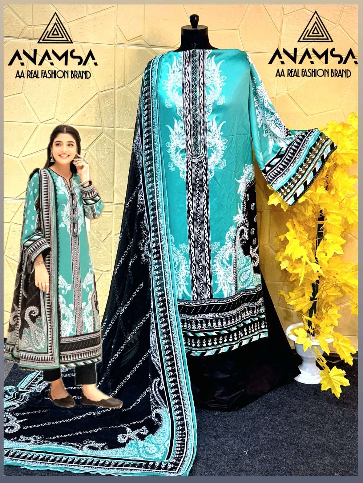ANAMSA D NO 453 COTTON FANCY EMBROIDERY SUIT