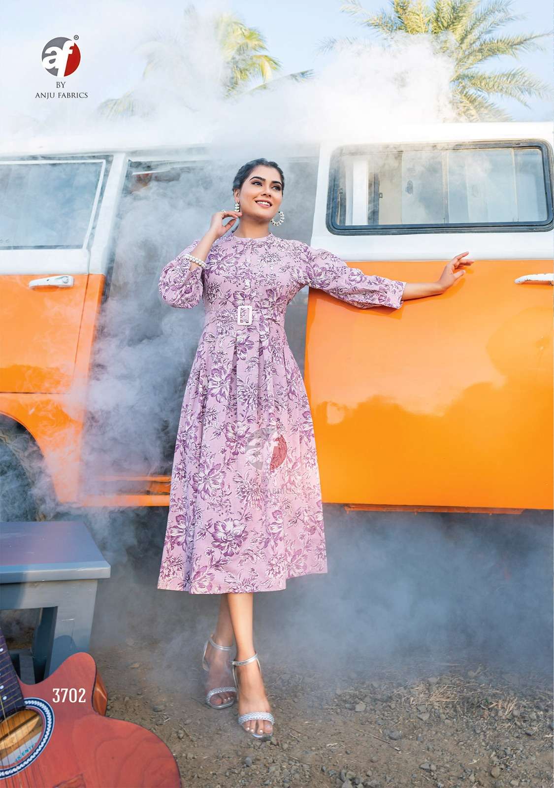 ANJU FABRICS ATTITUDE VOL 2 COTTON FANCY DESIGNER MIDI GOWN 