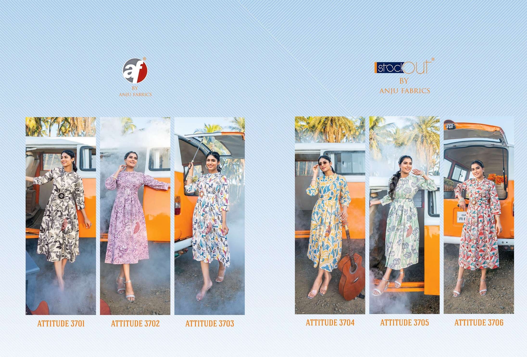 ANJU FABRICS ATTITUDE VOL 2 COTTON FANCY DESIGNER MIDI GOWN 