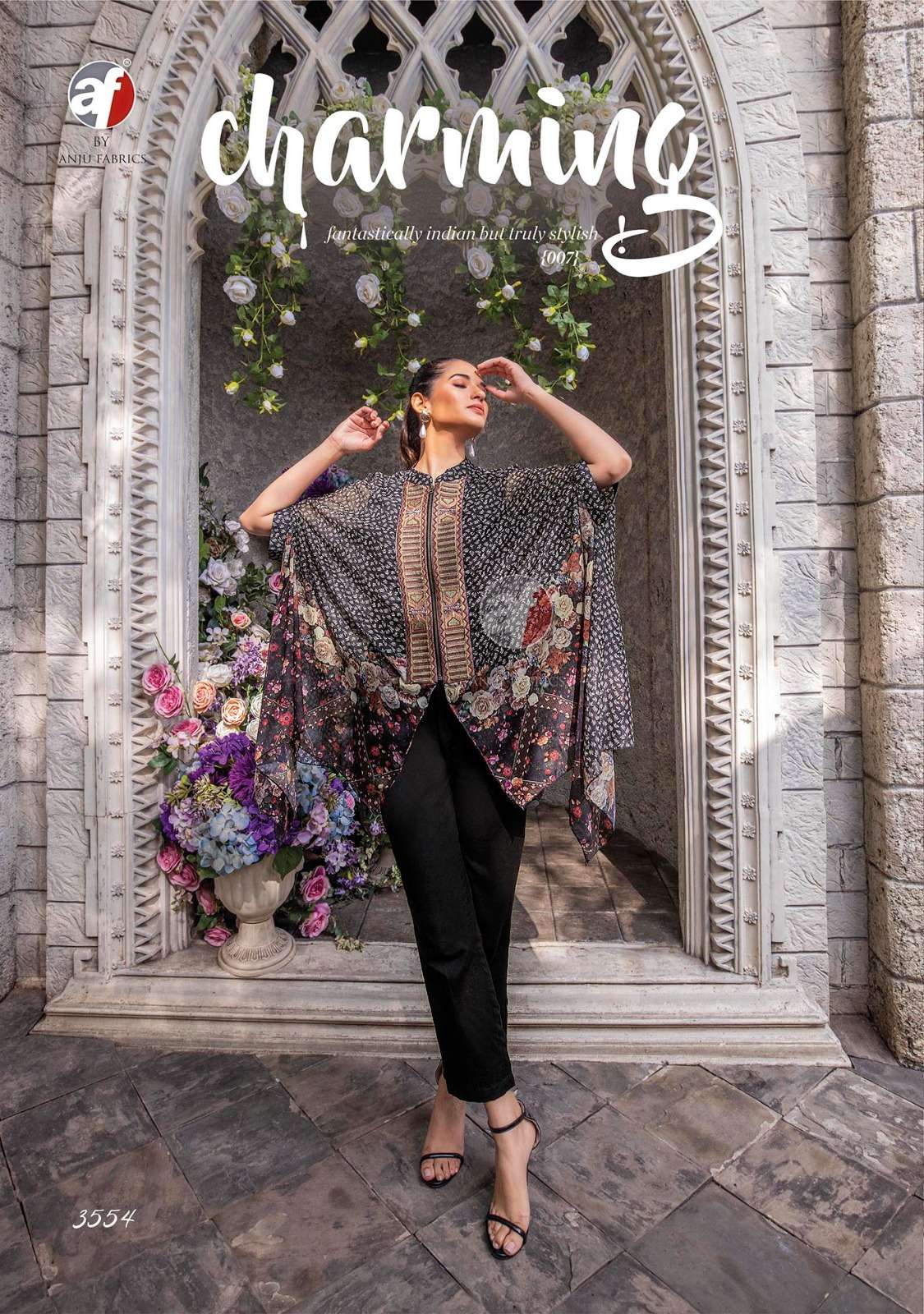 ANJU FABRICS CAPE STYLE FANCY PARTY WEAR TOP WITH BOTTOM SET 